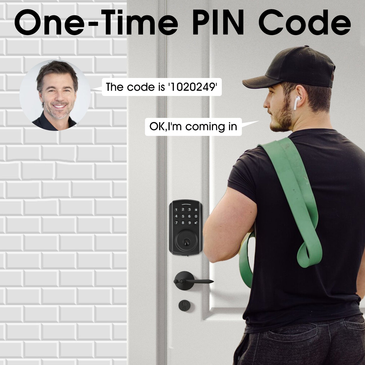 Keyless Entry Door Lock Keypad Electronic Smart Deadbolt For Front Door With 2 Keys, Digital Lock Anti-Peeking Password,Auto Lock,Easy Installation Matte Black