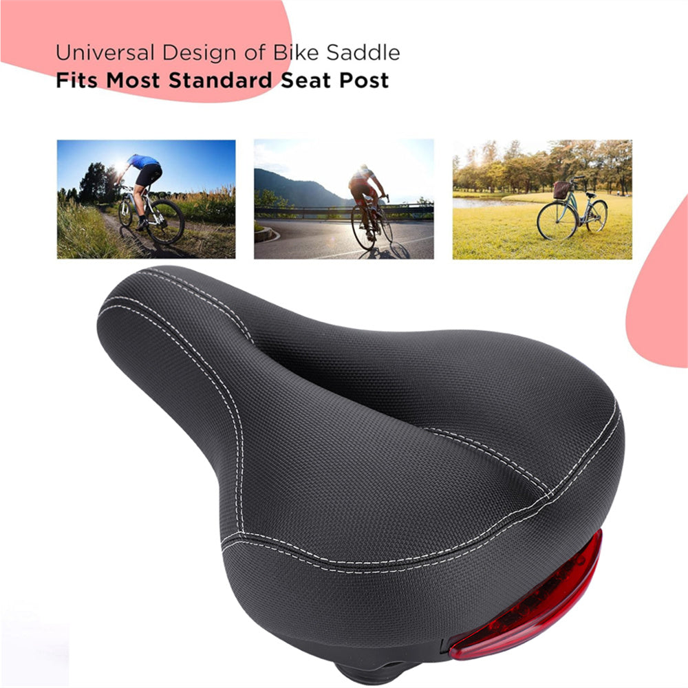 Eotvia Bike Saddle with Tail Light, Waterproof Ergonomic Design Easy to Install Mountain Bike Saddle Dust Cover