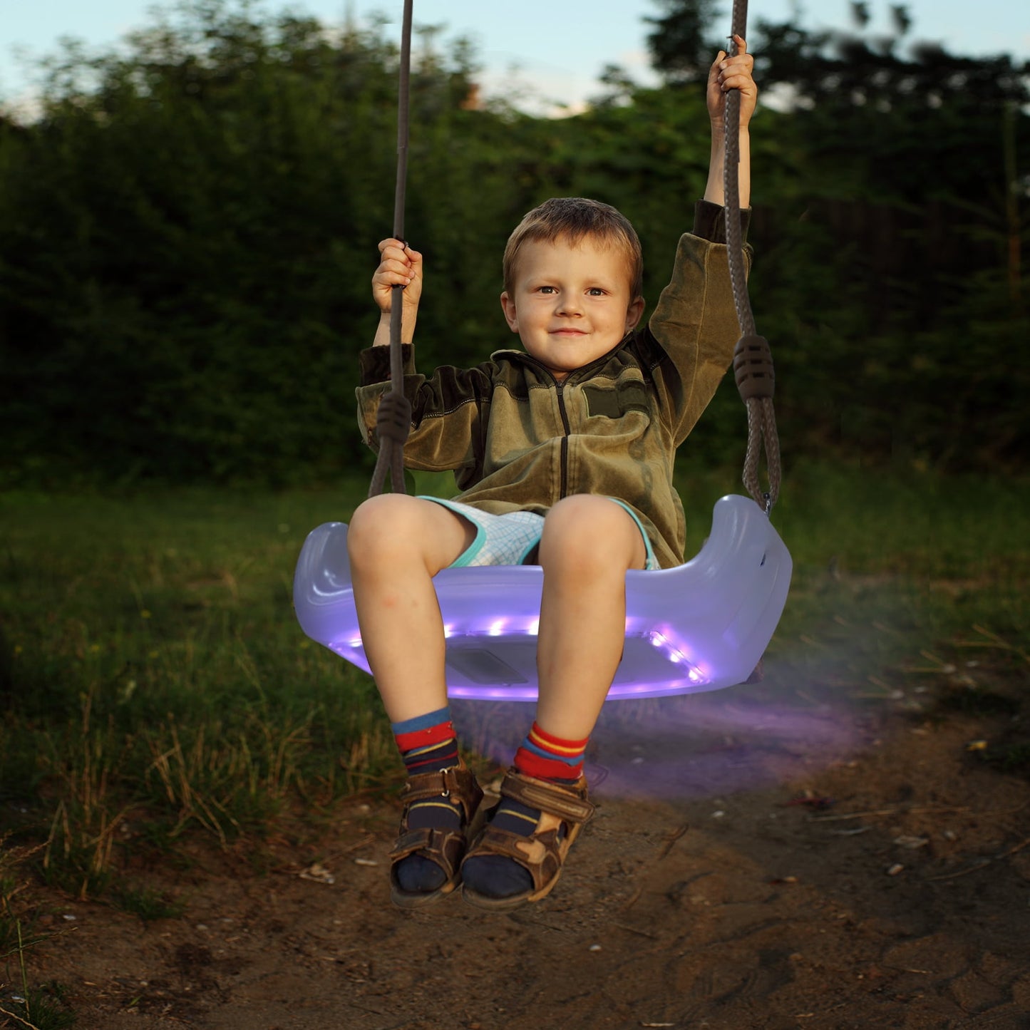 LED Lighted Swing, Motion Sensor Kids Swing Seat Accessory, LED Lighted Adjustable Swing Seat, 16.5" W x 7" Deep x 4.3" H