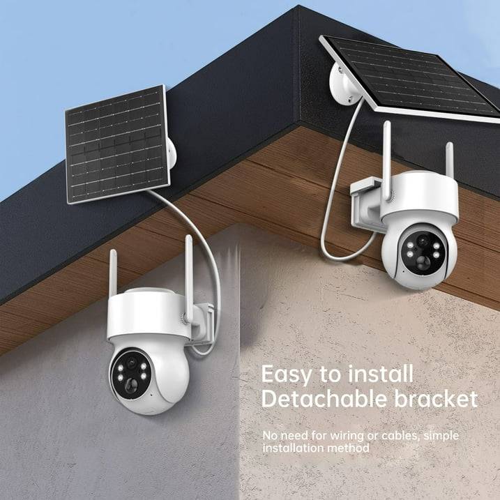 2K Solar Security Cameras Wireless Outdoor, Battery Powered PTZ 4MP WiFi Camera for Home Security with Flashlight Color Night Vision, Siren Alarm, PIR Motion Detection, 2-Way Talk, Cl-oud/SD Storage