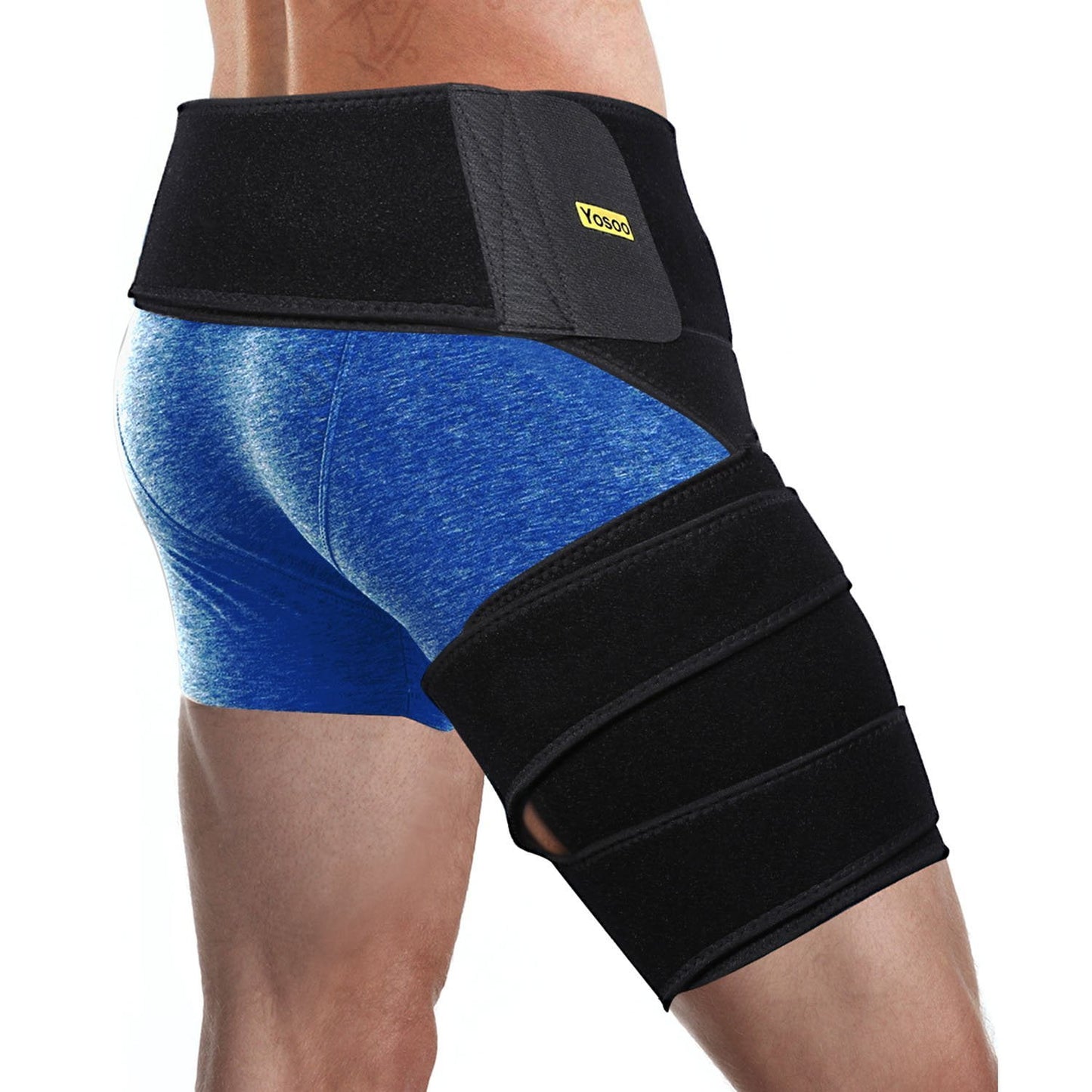 Hip Brace Thigh Compression Sleeve Hamstring Support Wrap Adjustable Neoprene Groin Wrap Great for Running, Sports, Groin Pulls, Pulled Muscles, Sciatic Nerve Pain Relief, Hip Flexor for Men Women