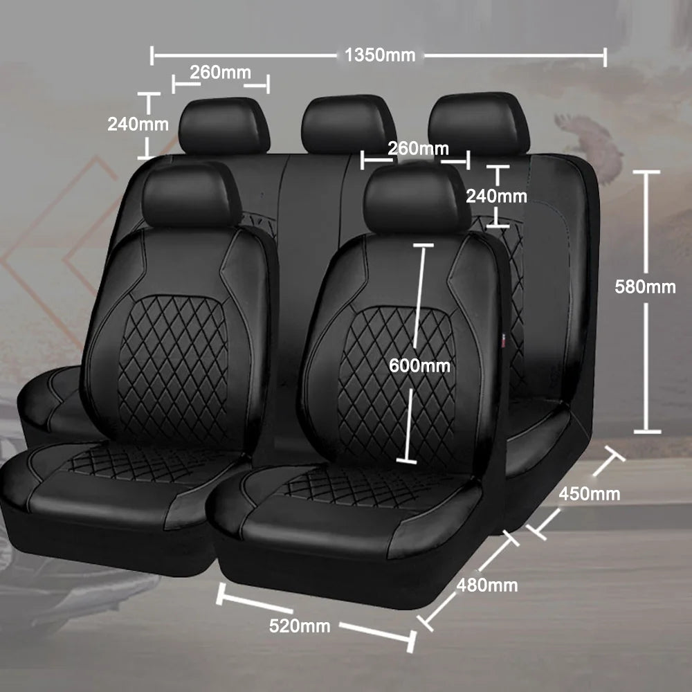5 Seats Car Seat Cover, PU Leather Universal Seat Cover,Split Bench Compatible,Universal Fit for Auto Trucks Van SUV,Black