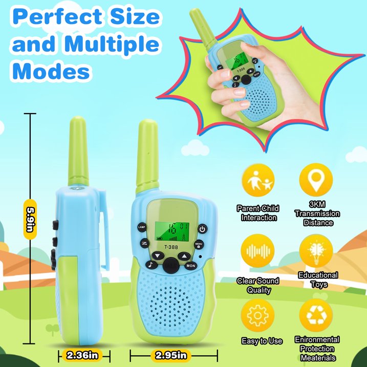 3 Pack Walkie Talkies for Kids Long Range, 22 Channels 2 Way Radio Toy with Flashlight and LCD Screen, 3 Miles Range Walkie Talkies for Kids Adults Outside Adventures, Hiking, Camping, Birthday Gifts