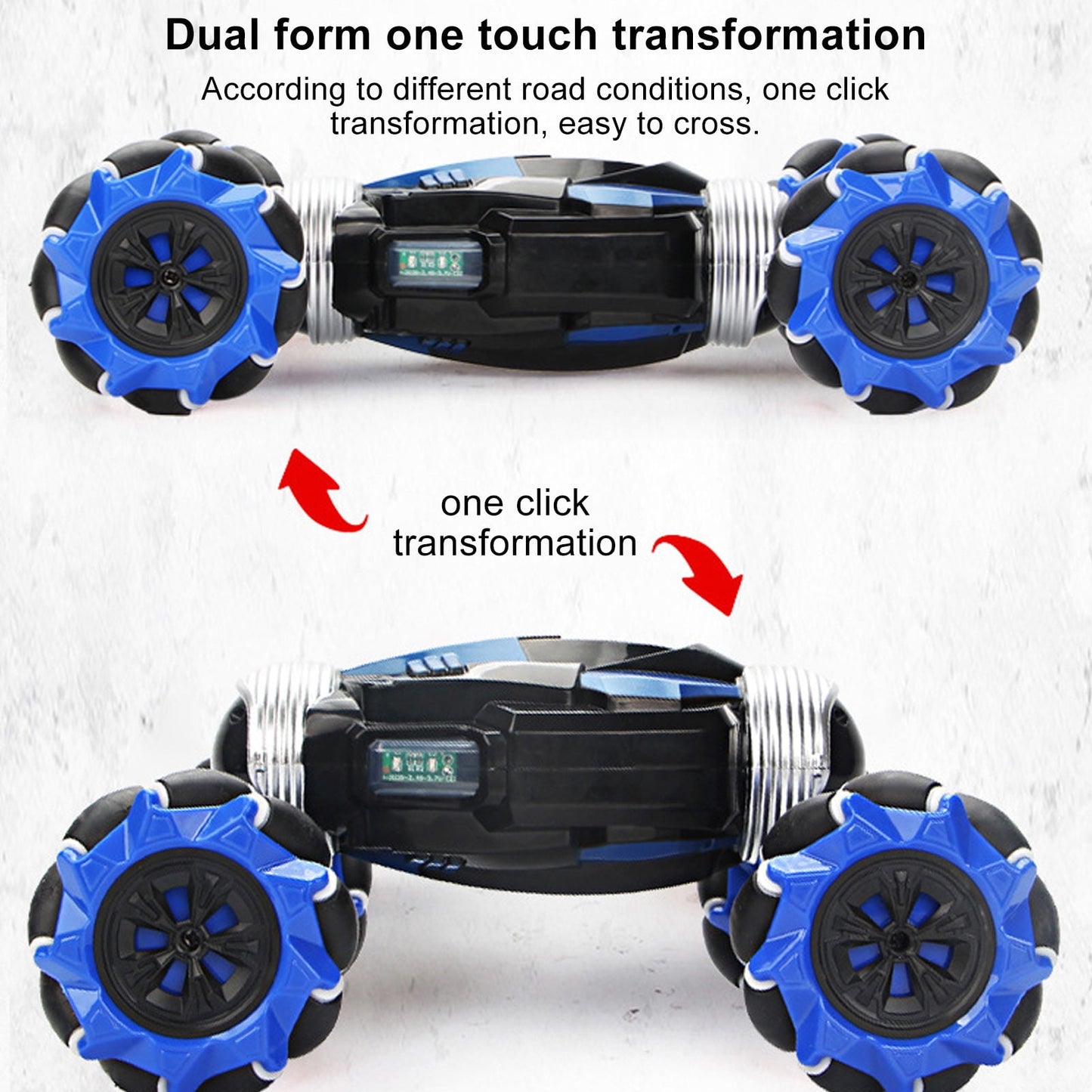 FAGINEY RC Stunt Car with Lights Music Rotating Strong Power RC Crawler for Gift Blue