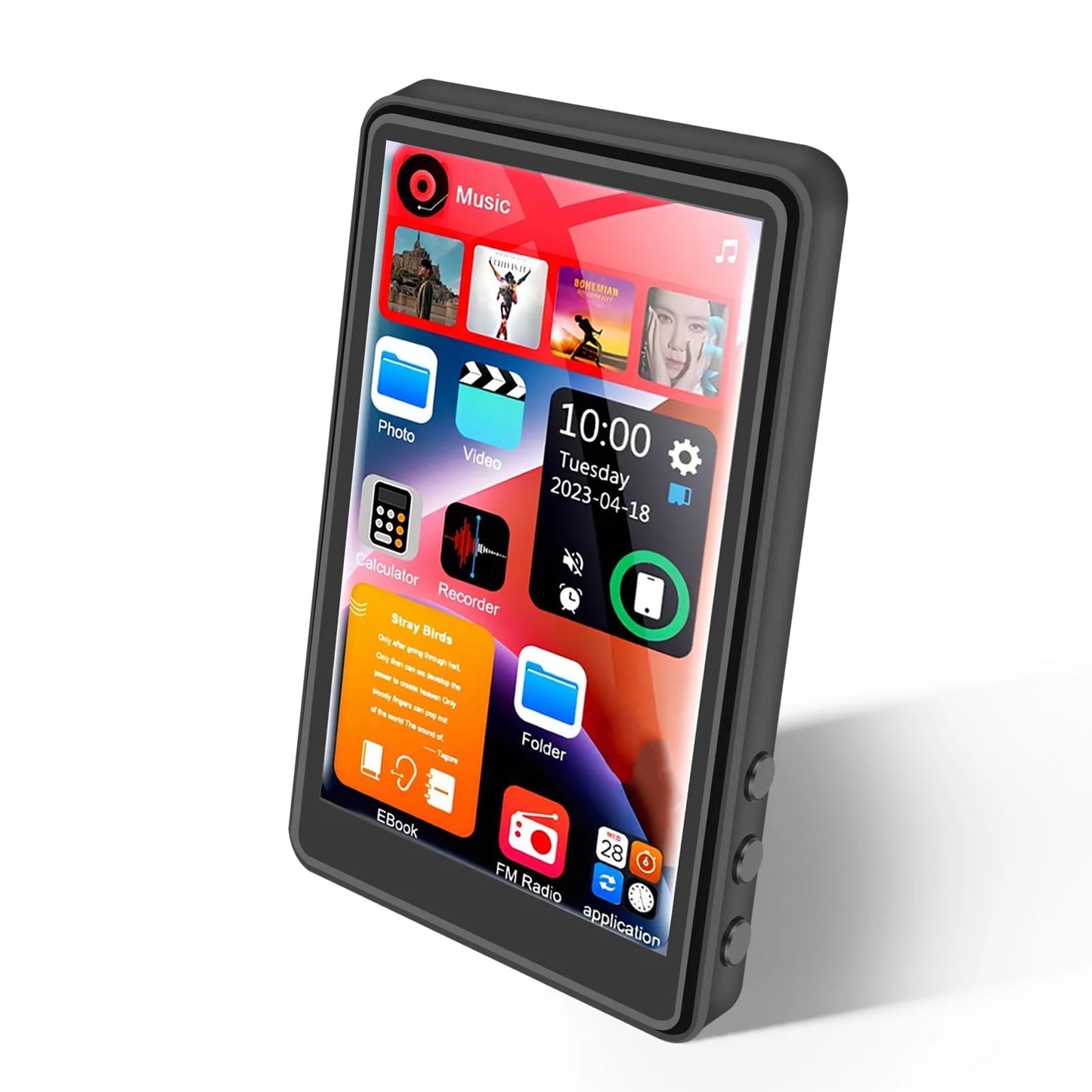 48GB Mp3 Player with Bluetooth, 4.0" Touchscreen Music Player with Speaker, Portable HiFi Sound MP4 MP3 Player with Earphones, Voice Recorder, E-book, Picture, Up to 256 GB, Black