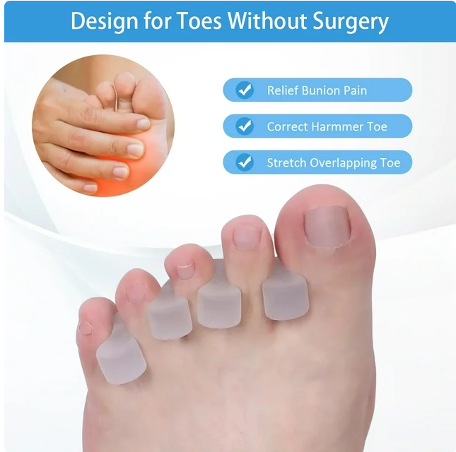 2 Pairs Silicone Corrector Relief Gel Toe Separator Hammer Toe with Forefoot Pads,Bunion Corrector