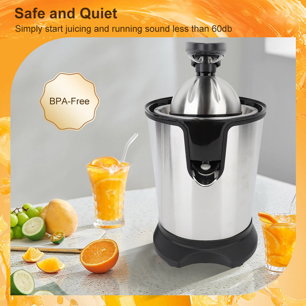 Electric Citrus Juicer, Orange Juice Squeezer with Two Size Juicing Cones, Stainless Steel Orange Juice Maker with Soft Grip Handle, For Oranges, Grapefruits, Lemons and Other Citrus Fruit
