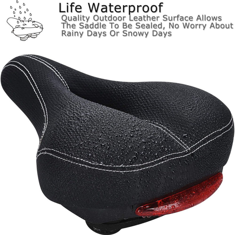 Eotvia Bike Saddle with Tail Light, Waterproof Ergonomic Design Easy to Install Mountain Bike Saddle Dust Cover