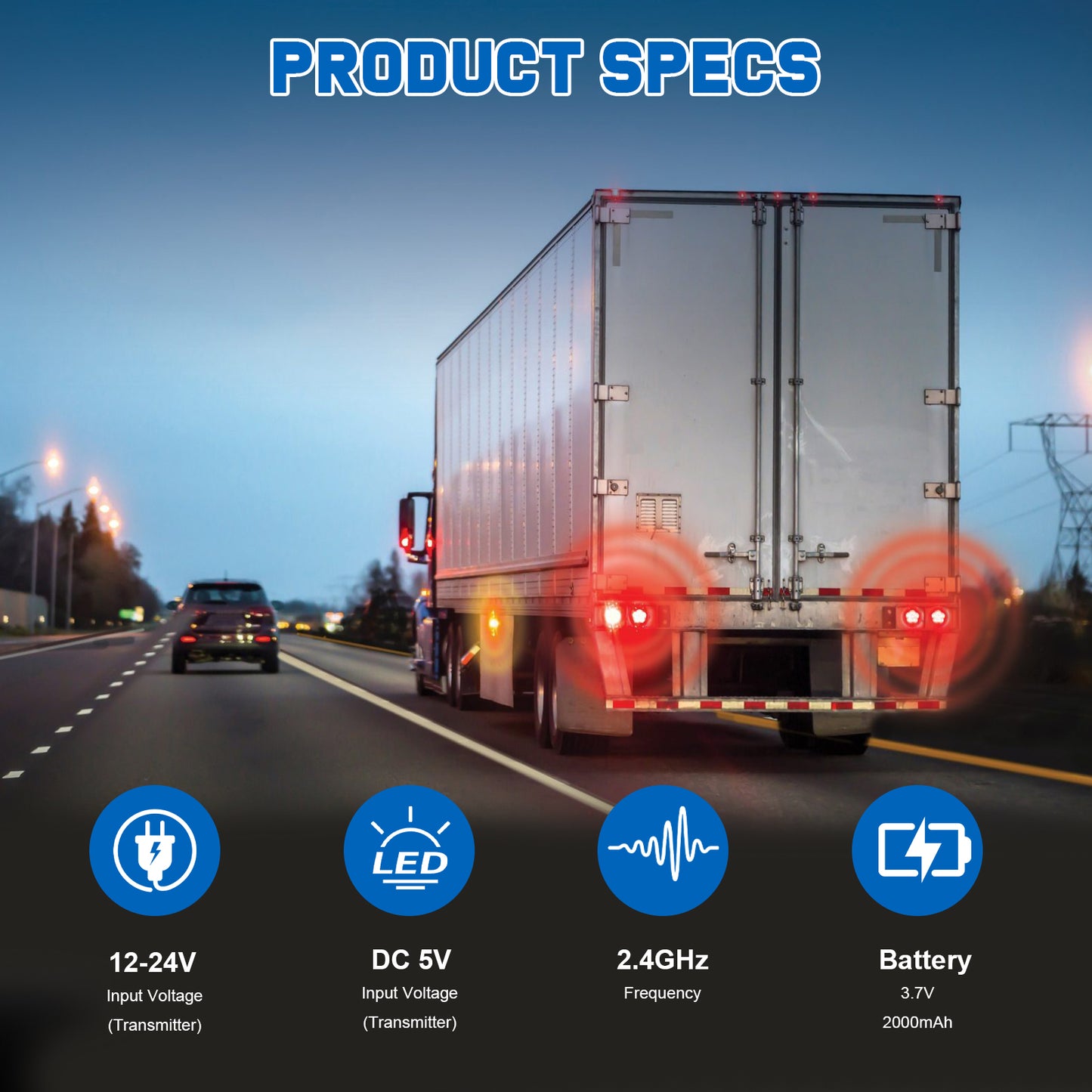 Magnetic Wireless Trailer Lights, Rechargeable LED Trailer Light for Towing Truck, Waterproof Tail Tow Lights Kit for RV Camper Boat Caravan, Portable Turn Signal Brake Running Stop