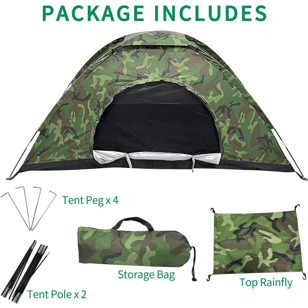 Camouflage Tent UV-anti Tent Waterproof One Person Tent for Camping Hiking, Lightweight Backpacking Dome Tents, Camouflage Tent