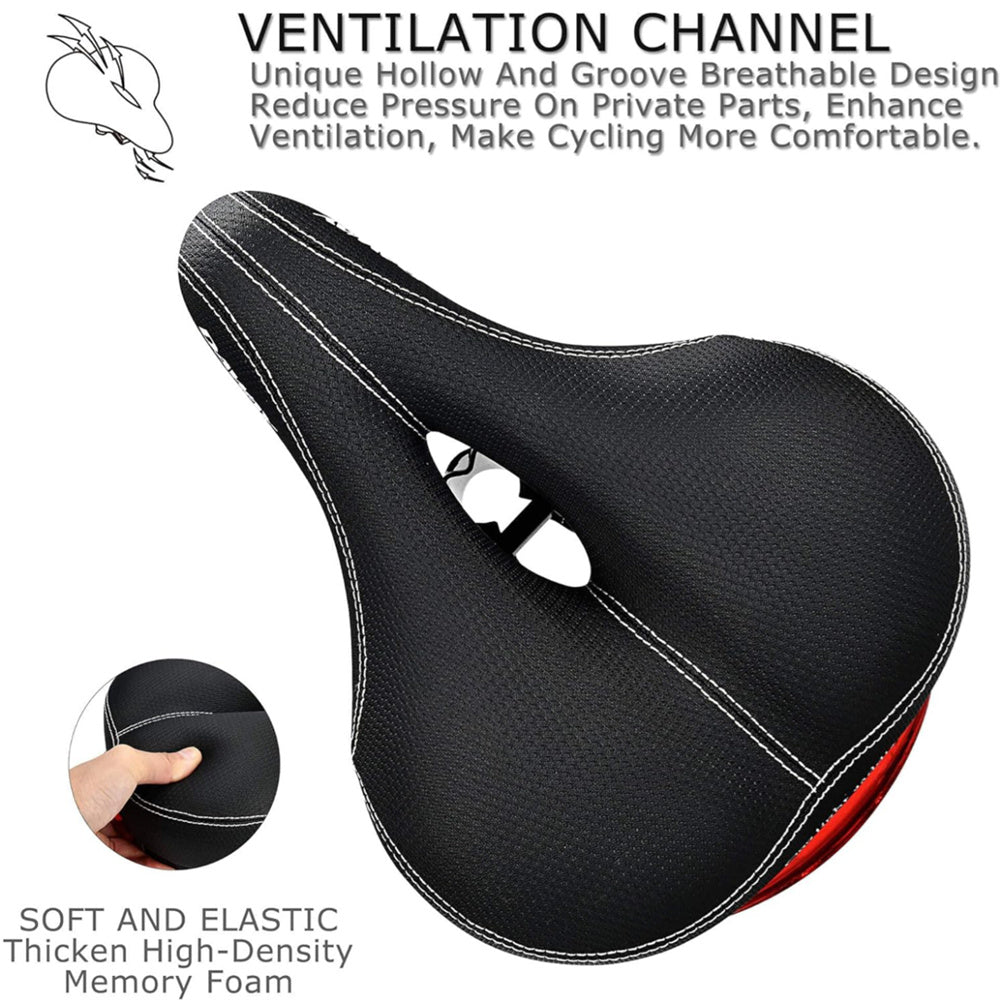 Eotvia Bike Saddle with Tail Light, Waterproof Ergonomic Design Easy to Install Mountain Bike Saddle Dust Cover