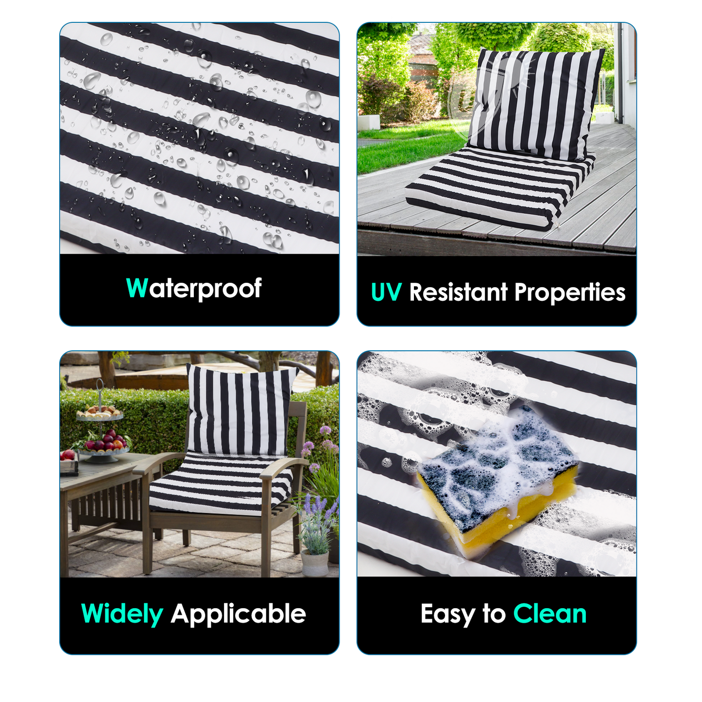 Outdoor Chair Cushion Set Memory Foam Seat Cushion and Back Cushion for Patio Balcony Furniture