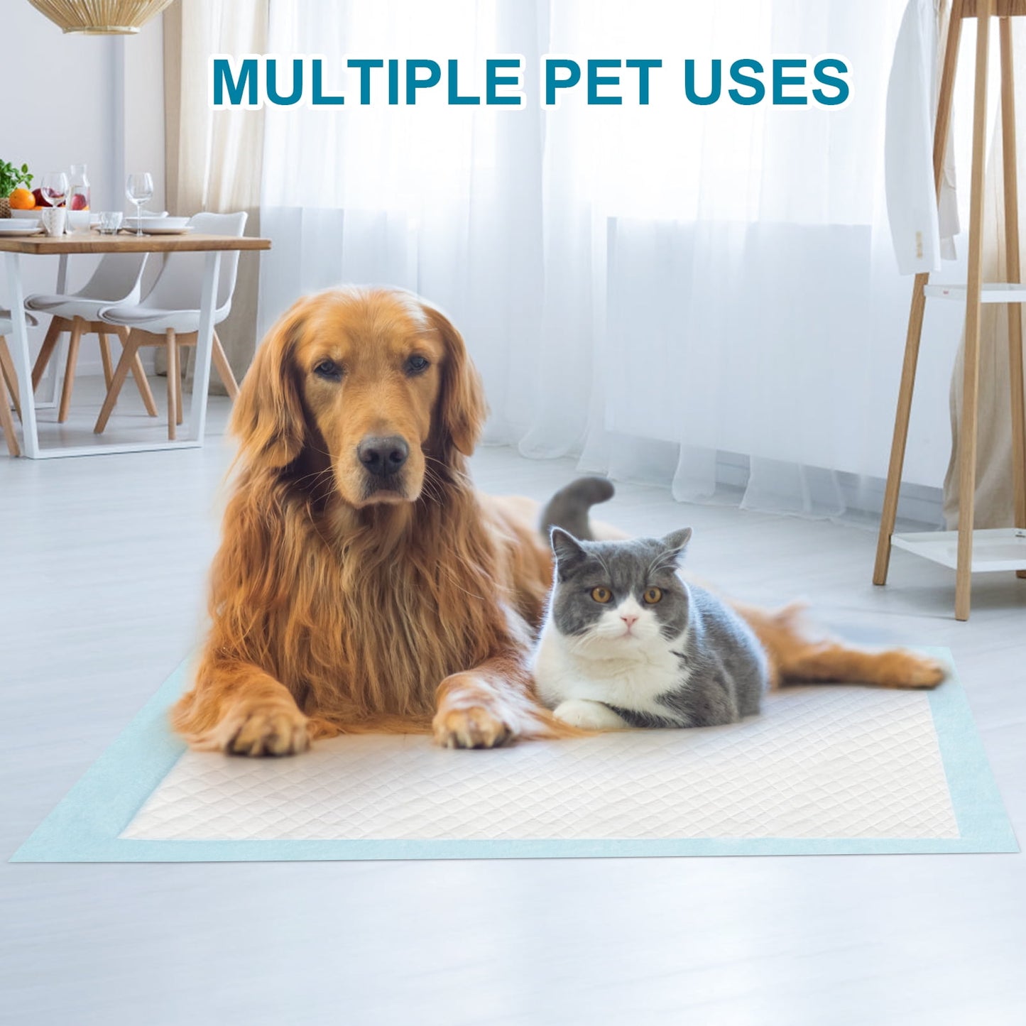 Puppy Pads Training Pads, Large, 17.72 in x 23.62 in, 100 Count Disposable Dog Pee Pet Pads