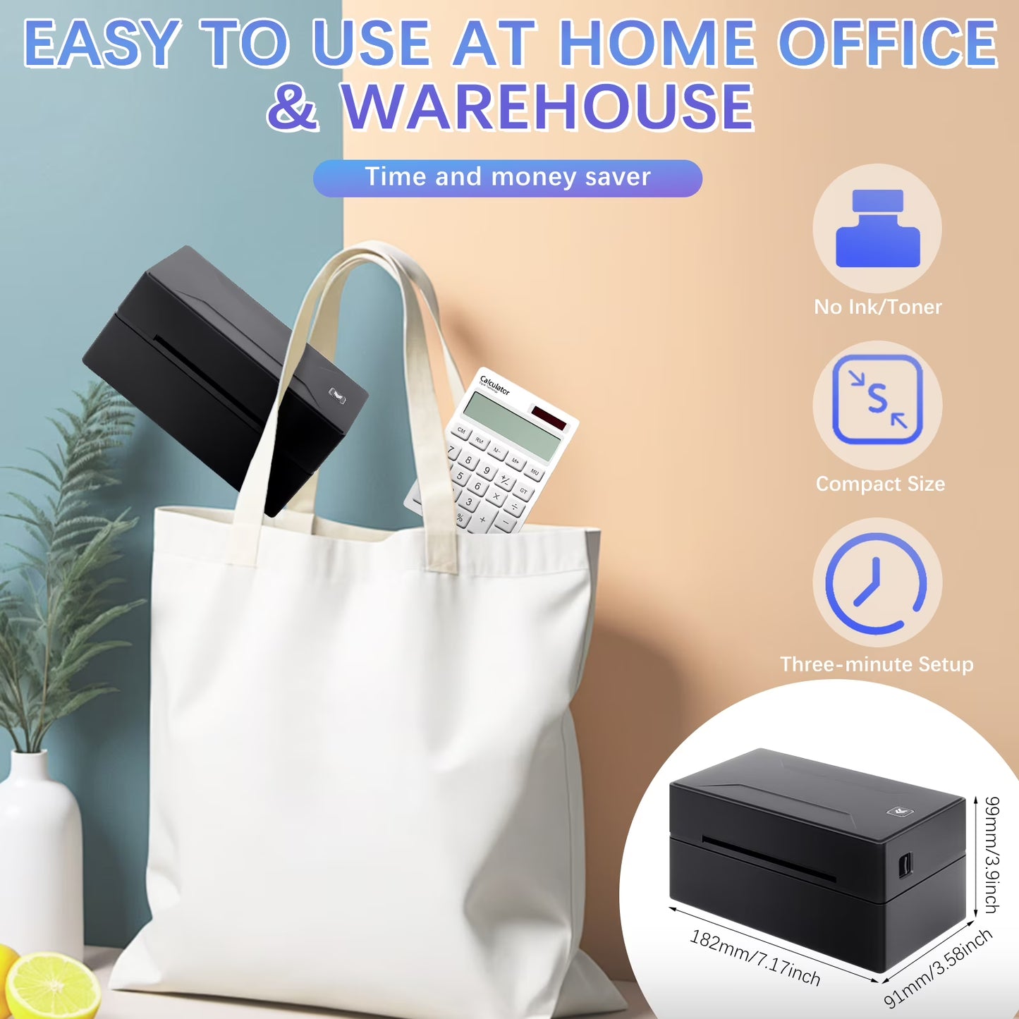 Bluetooth Thermal Printer, Wireless 4x6 Shipping Label Printer for Shipping Package and Small Business Compatible Windows, Mac, iOS, Android, Labels Maker Thermal Label Printer