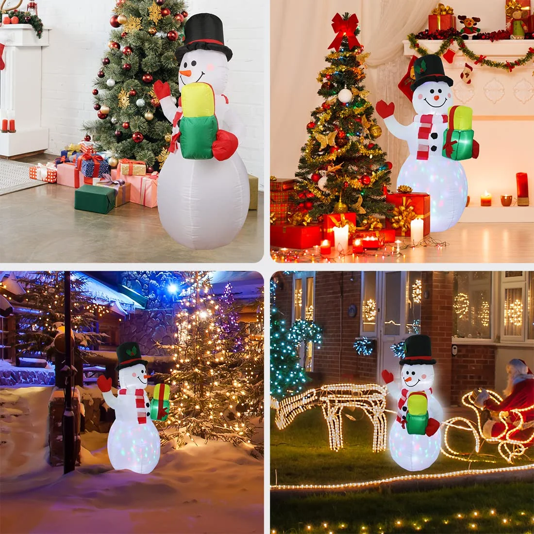 5FT Christmas Inflatable Snowman Decoration with Rotating LED Lights - for Outdoor and Indoor Holiday Decorations, Christmas Parties and Lawn Décor