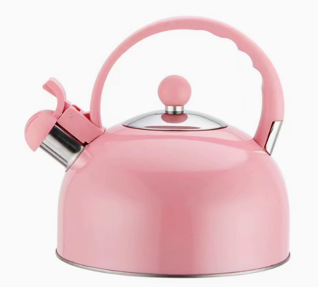 12 Piece Stainless Steel Cookware Set, Nonstick Cookware Set, Kitchen Pots and Pans Tea Kettle Set with Glass Lid for Cooking, Dishwasher, Pink