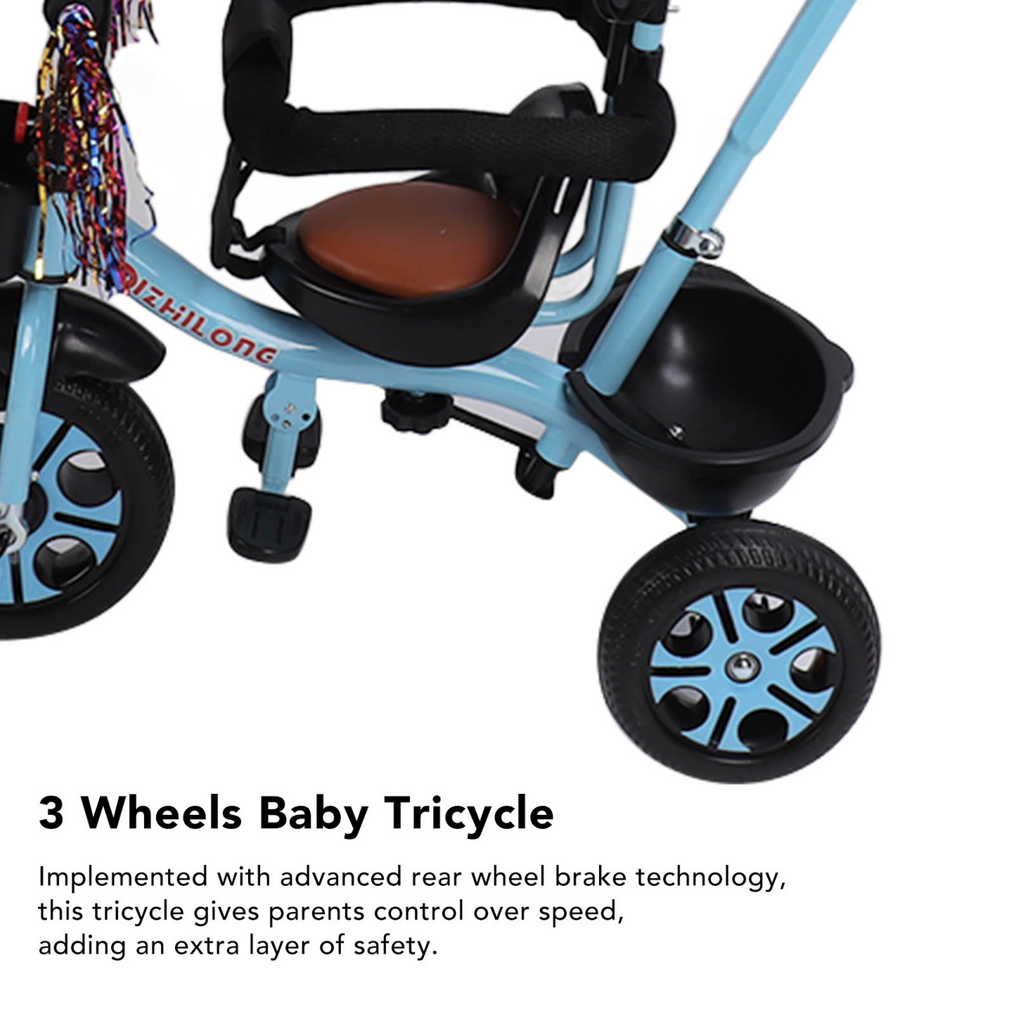 Kids Tricycle with Push Handle and Removable Canopy, Toddler Tricycle for 1-4 Years Old, Toddler Bike with Adjustable Seat, Bottle Cage, Bell, Adjustable Pedal and Storage Baskets for Girls Boys Kids