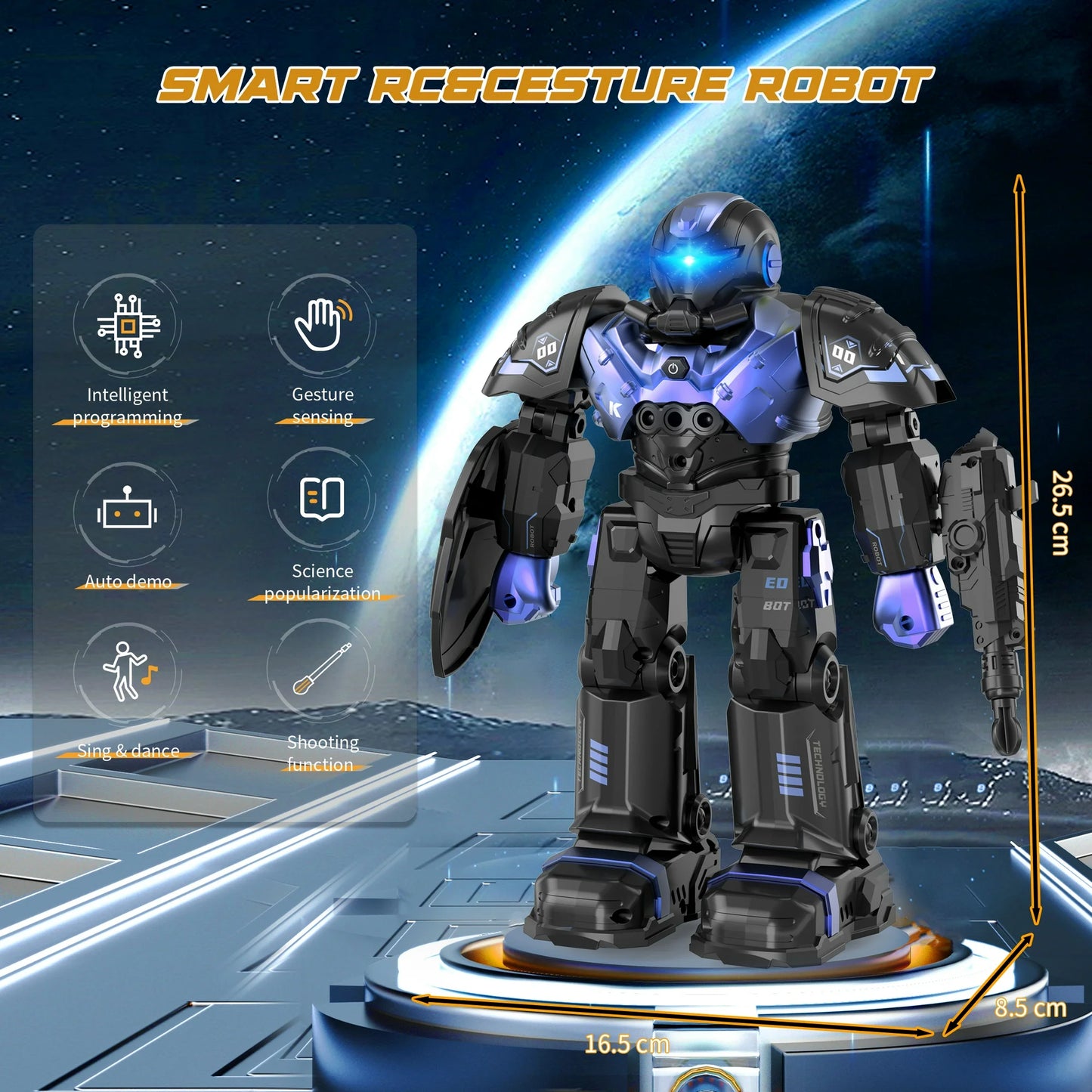 Kids RC Robot Toy, Smart Robot with Talking, Singing, Dancing, Interactive Touch Sensor and Programmable actions, Remote Control Toys for Kids ages 3-12