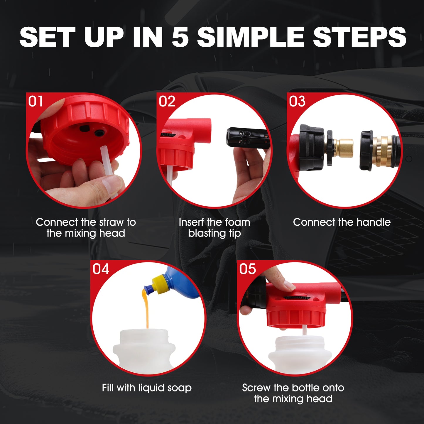Foam Gun,Foam Cannon Pressure Washer Quick Connect to Most Garden Hose for Home and Car