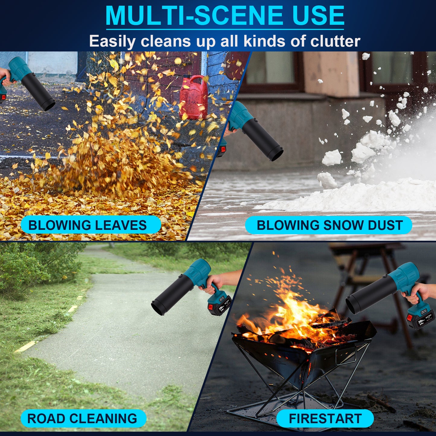 Brushless Cordless Leaf Blower 2 X 5.0Ah Batteries, 32,000 RPM, Extended Nozzle, Lightweight Handheld Design, Blower for Patio Cleaning,car Blowing Water, Lawn Care, Blowing Leaves and Dust
