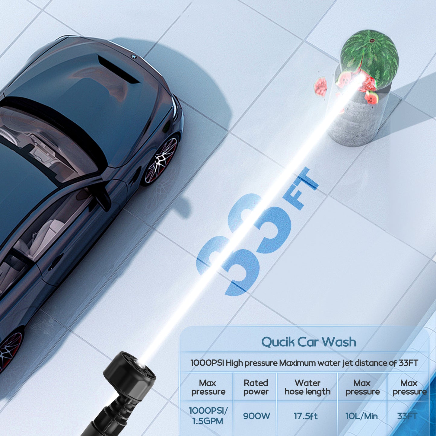 1000PSI Cordless Pressure Washer, Brushless Motor Power Washer with 6-in-1 Adjustable Nozzle, 3-Speed Adjustable LCD Screen for Cars, Yard, Floor, Patio Cleaning