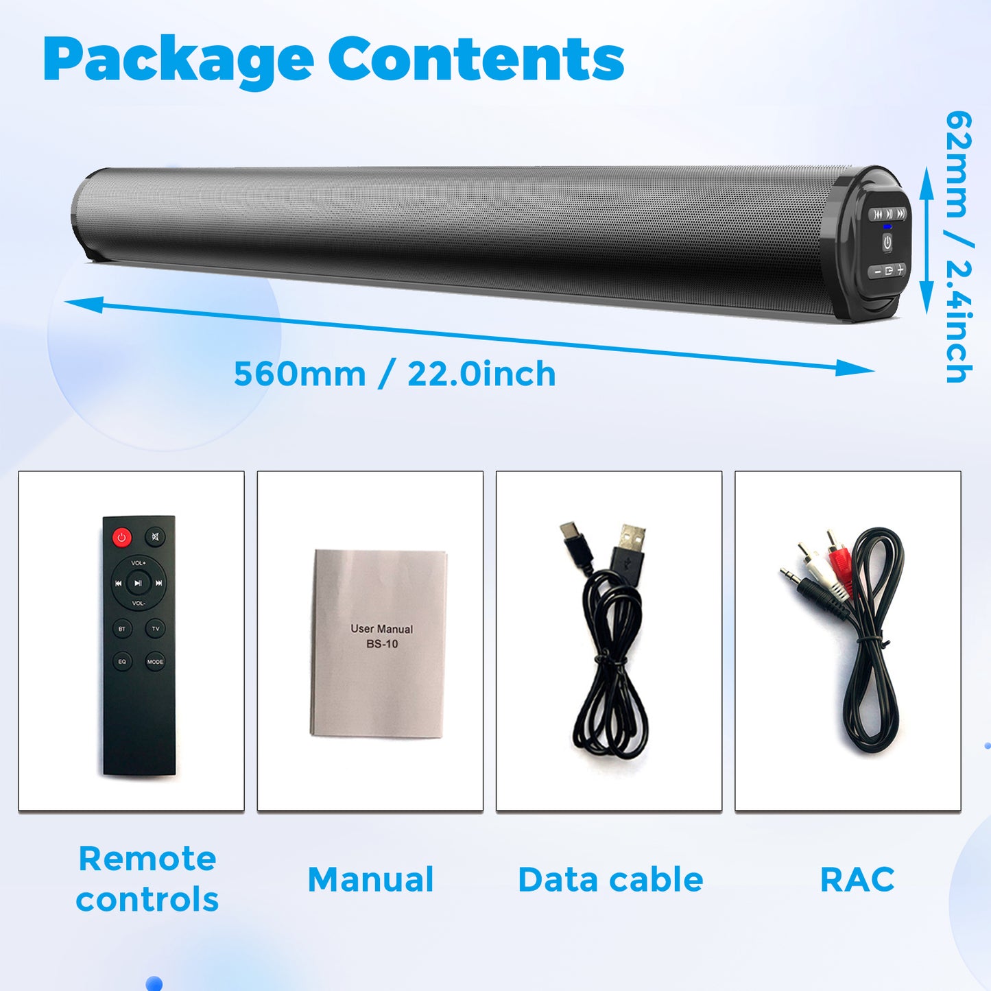 Sound Bar for TV Bluetooth 5.0 Surround Sound Speaker with Built-in Subwoofers & Remote, Home Theater Audio Sound Bar Work with Traditional or Smart TV, Computer
