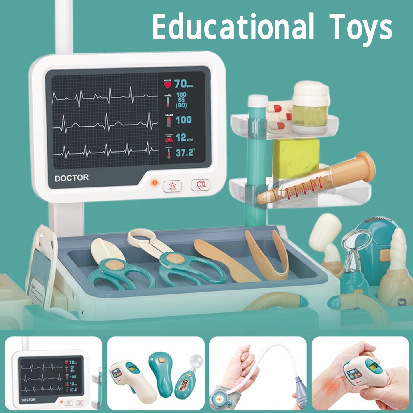 Doctor Kit for Kids Pretend Play Medical Station Toy Set with 47pcs Accessories Hospital Doctor Role Play Toy for Toddlers 3 4 5 6 7 8 Years Old Young Children