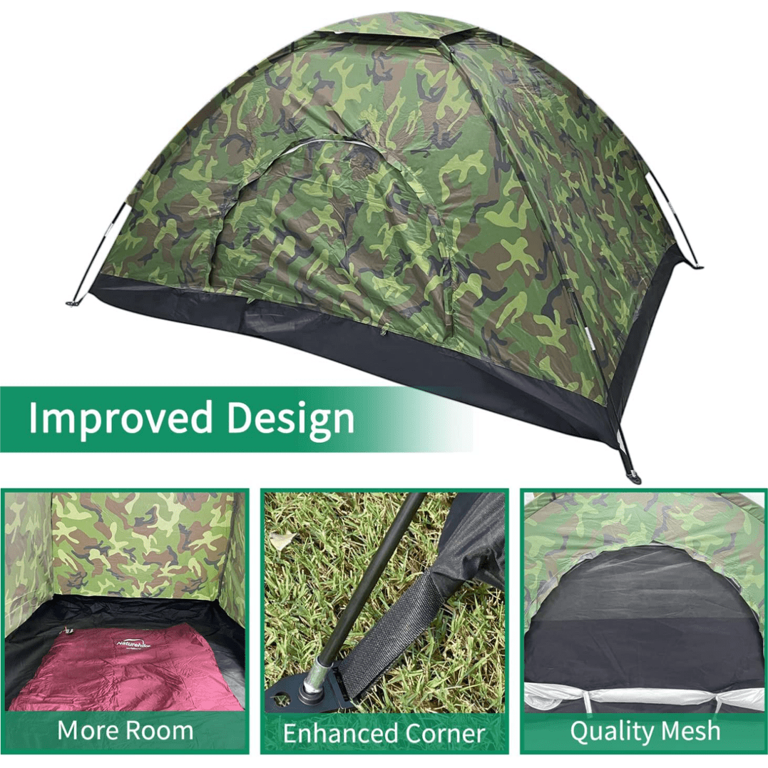 Camouflage Tent UV-anti Tent Waterproof One Person Tent for Camping Hiking, Lightweight Backpacking Dome Tents, Camouflage Tent