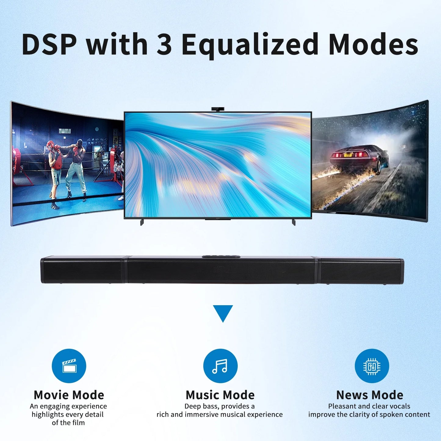 3 in 1 Detachable Sound Bar for TV, 100W Split Soundbars Bluetooth 5.0 Surround Sound System for TV Home Audio 36" Soundbar Speaker, ARC/Optical/AUX Connection & Remote, 6 EQ Modes, Wall Mount
