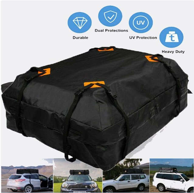 15 Cubic Feet Car Roof Bag Rooftop Cargo Carrier Waterproof Luggage Bag with Non-slip Mat,Black