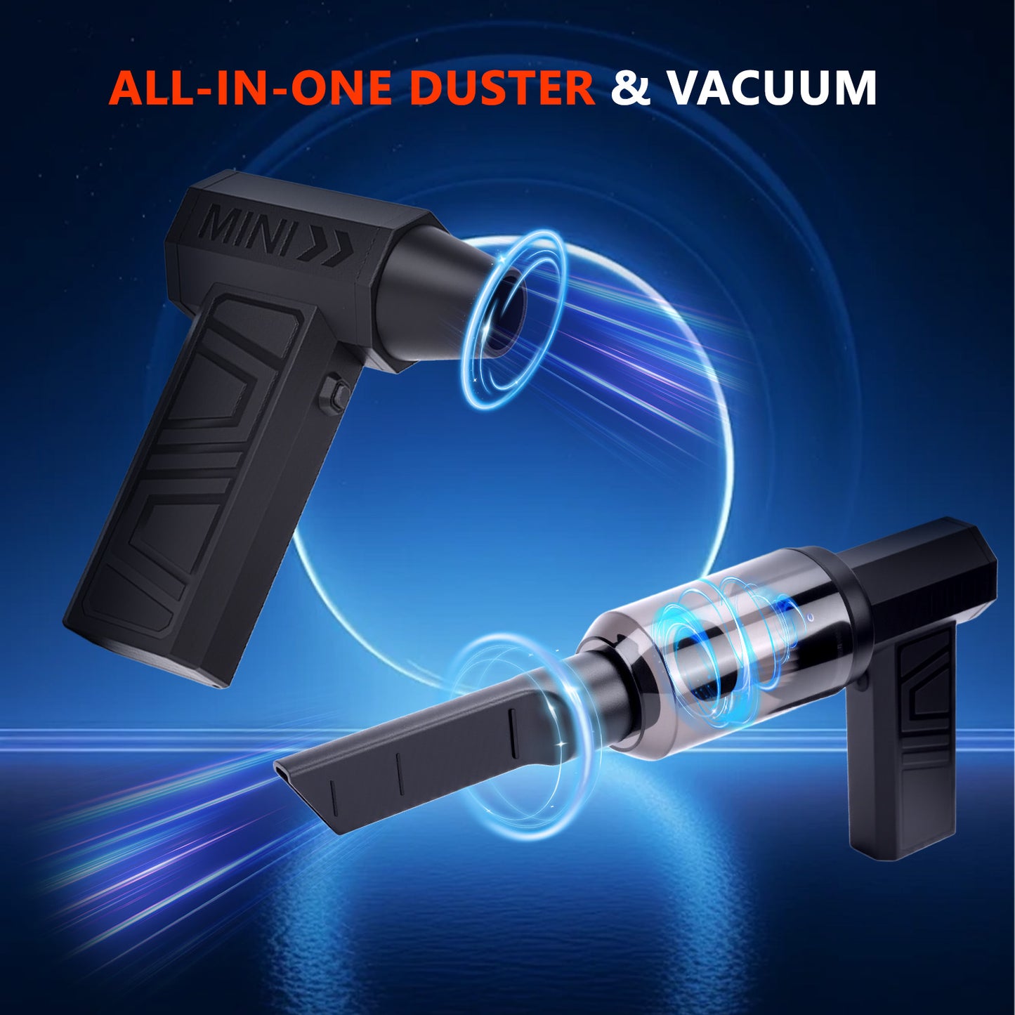 Compressed Air Duster, 105000RPM Handheld Vacuum 4 Gear Adjustable Rechargeable Brushless Motor Air Blower for Keyboard,Computer,Car,Home