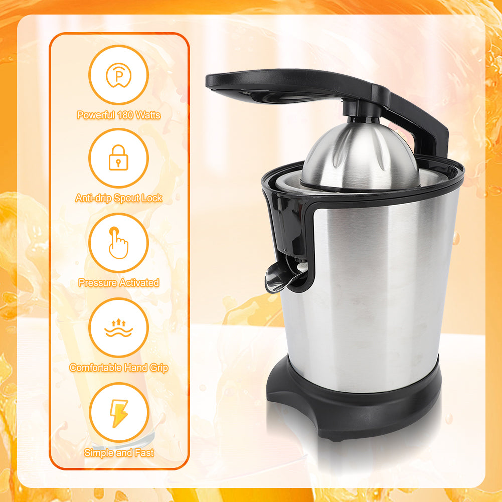 Electric Citrus Juicer, Orange Juice Squeezer with Two Size Juicing Cones, Stainless Steel Orange Juice Maker with Soft Grip Handle, For Oranges, Grapefruits, Lemons and Other Citrus Fruit