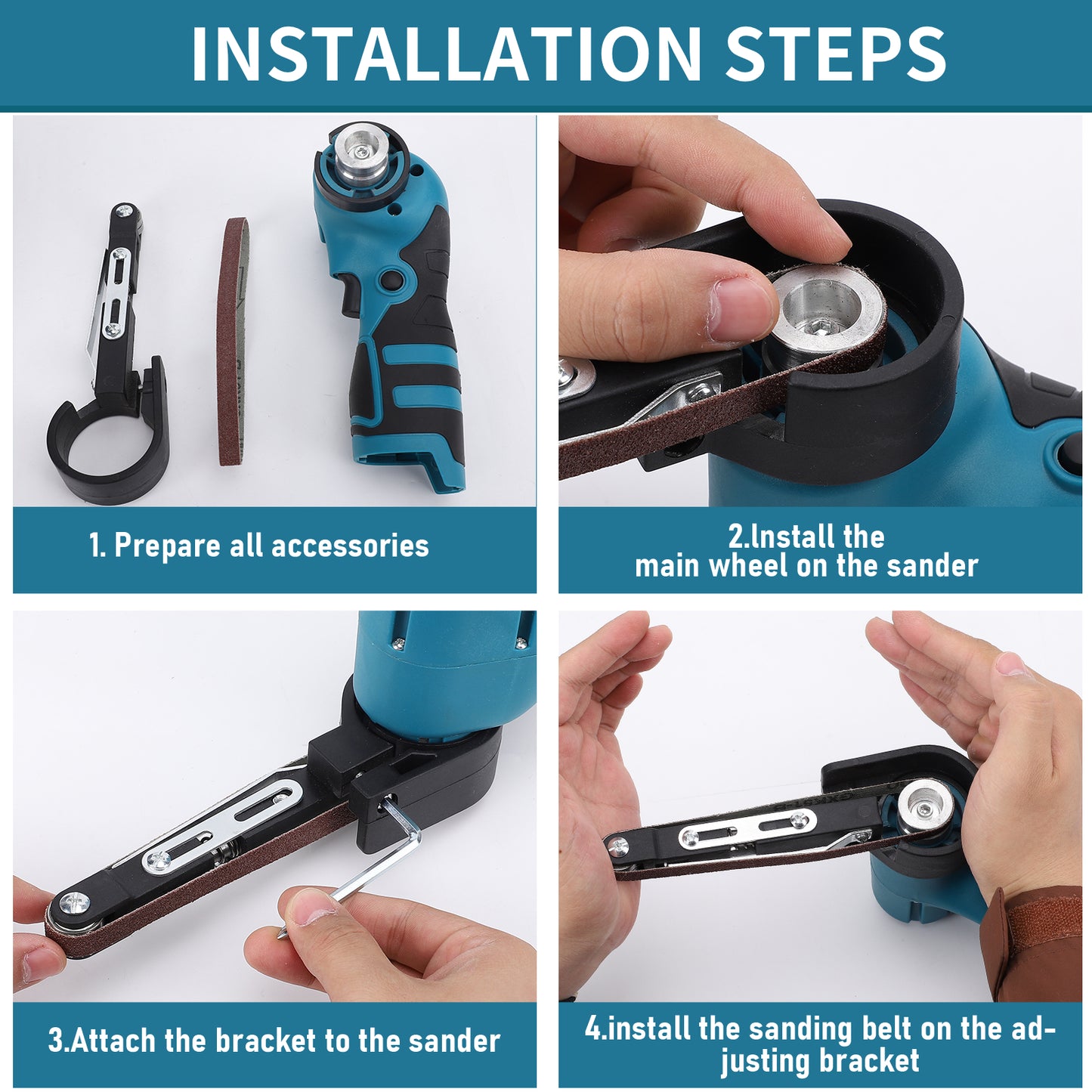 16.8V 7000RPM Cordless Detailing File Sander with 2pcs 1.5 Ah Battery and 15 Sanding Belts