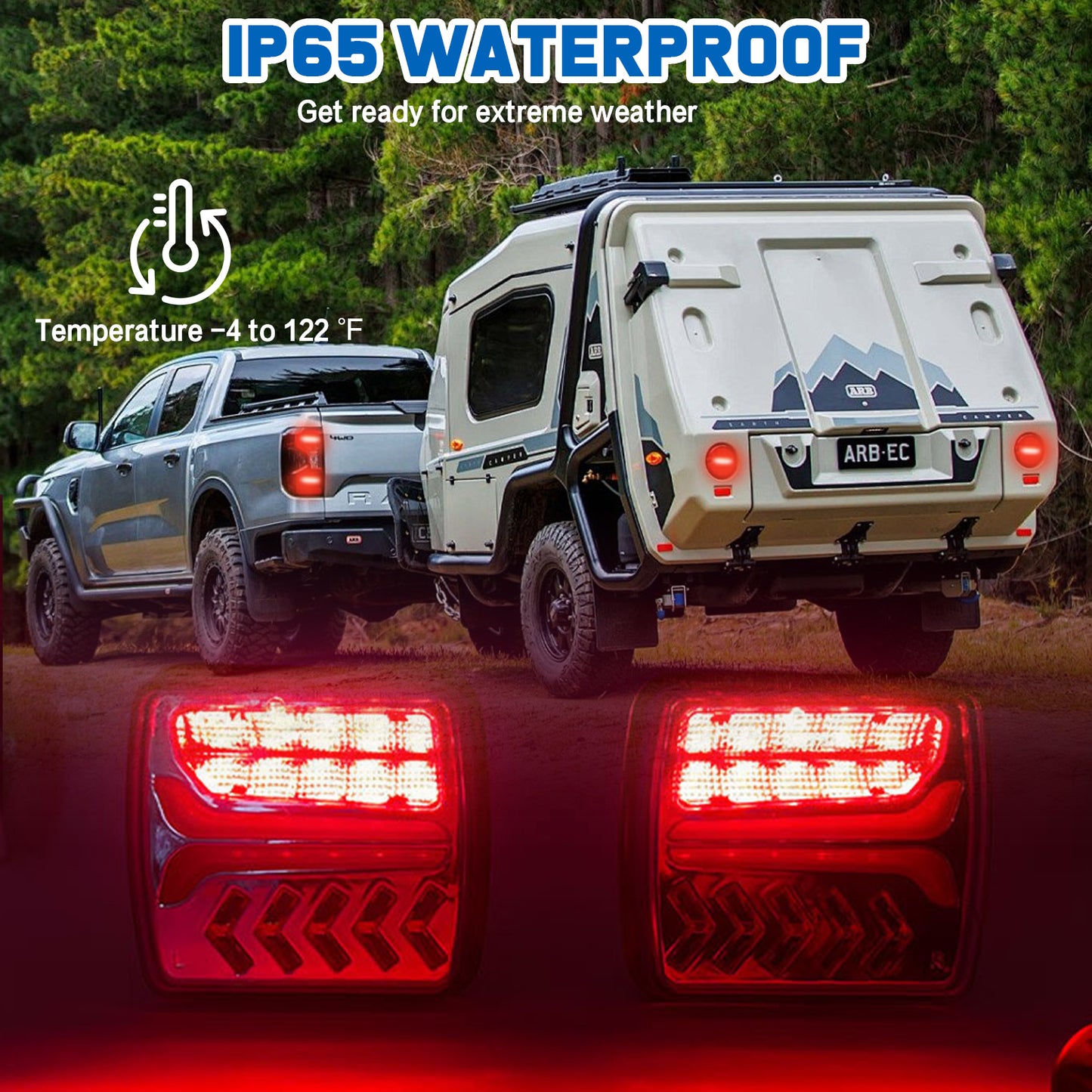 Magnetic Wireless Trailer Lights, Rechargeable LED Trailer Light for Towing Truck, Waterproof Tail Tow Lights Kit for RV Camper Boat Caravan, Portable Turn Signal Brake Running Stop
