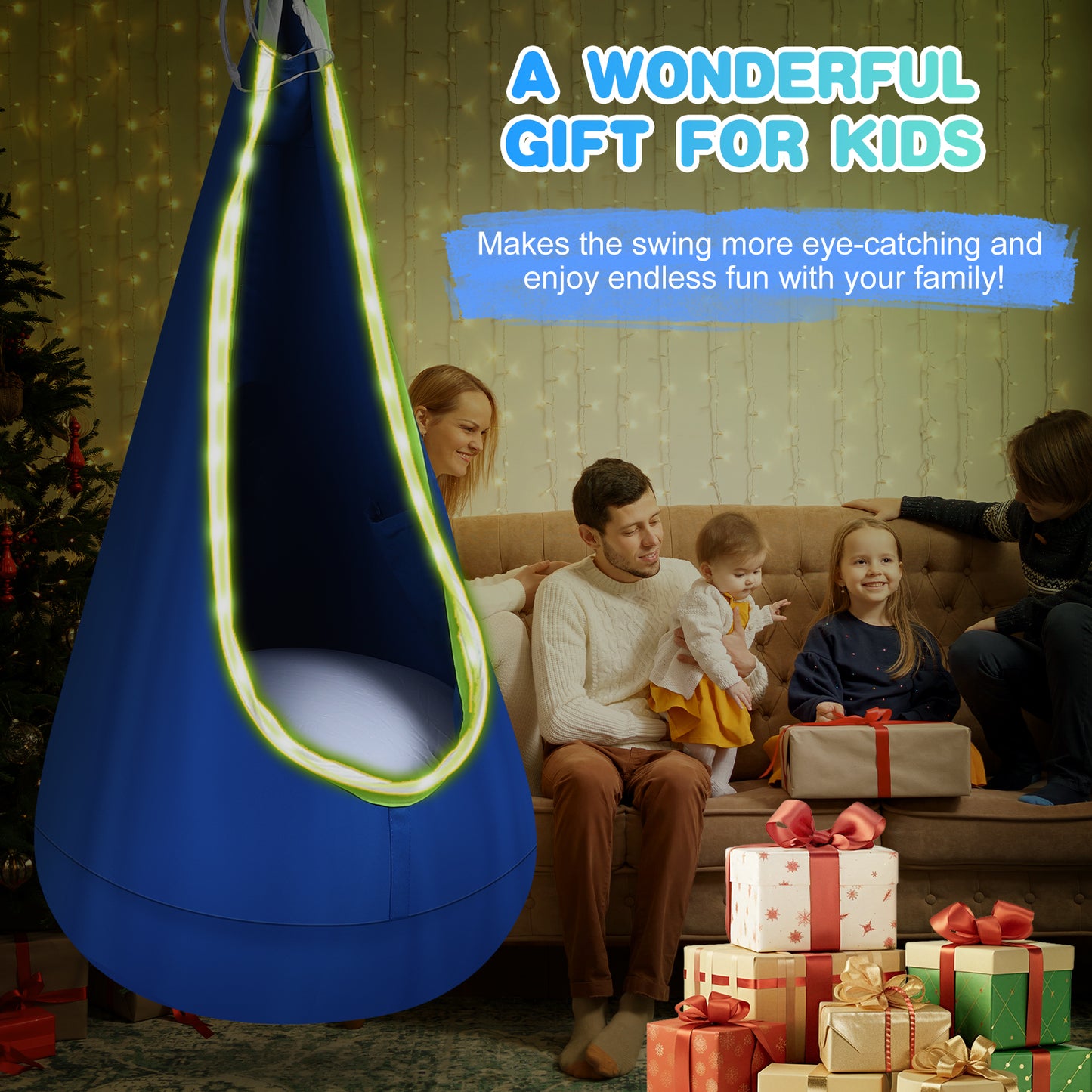 Hanging Pod Swing, Stable Cotton Pod Swing Light Up For Indoor