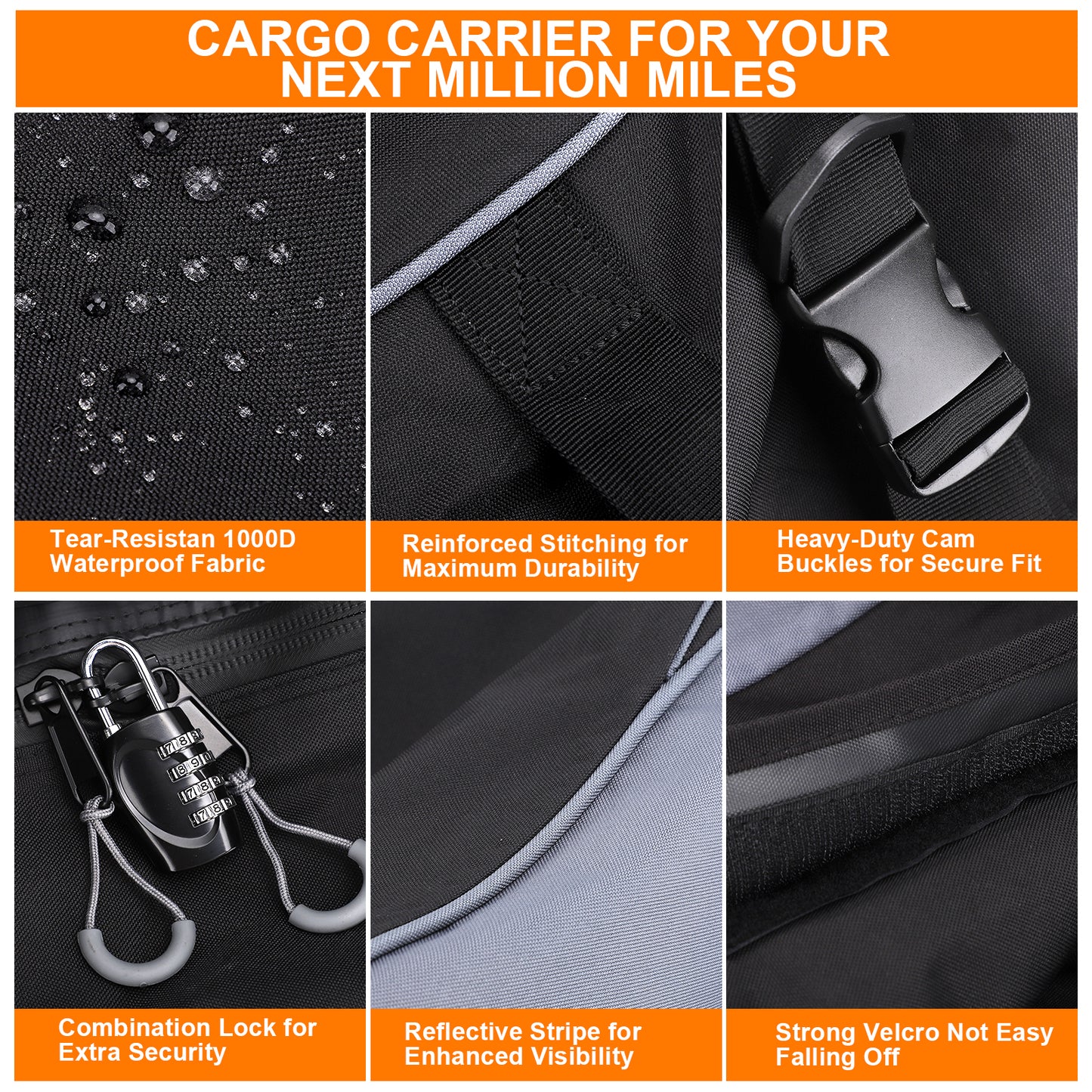 Car Top Cargo Carrier, 21 Cubic Ft 1000D Waterproof Vehicle Soft-Shell Carriers For Cars With/Without Luggage Rack, Car Roof Bag With Combination Lock, 6 Door Hooks, Reinforced