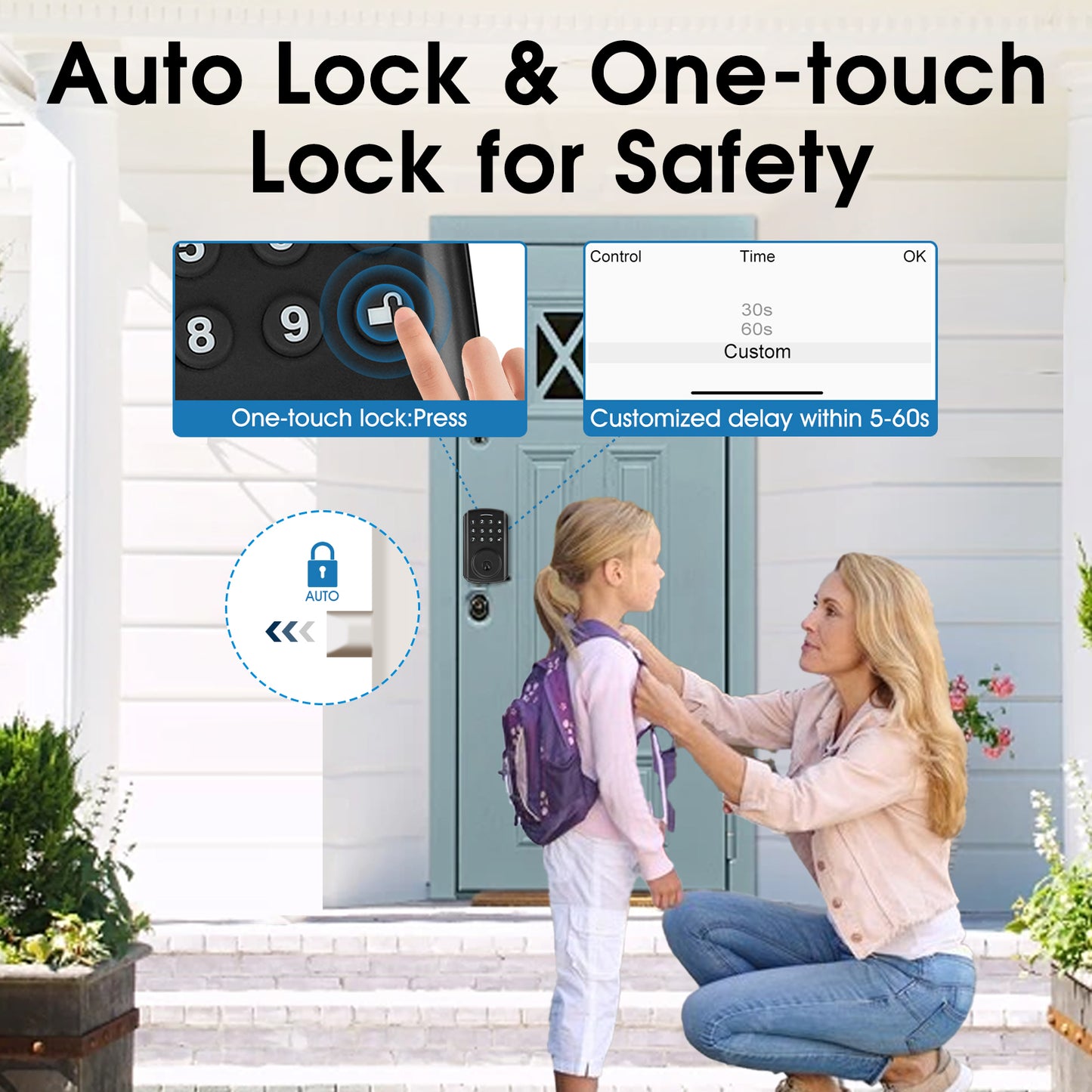 Keyless Entry Door Lock Keypad Electronic Smart Deadbolt For Front Door With 2 Keys, Digital Lock Anti-Peeking Password,Auto Lock,Easy Installation Matte Black