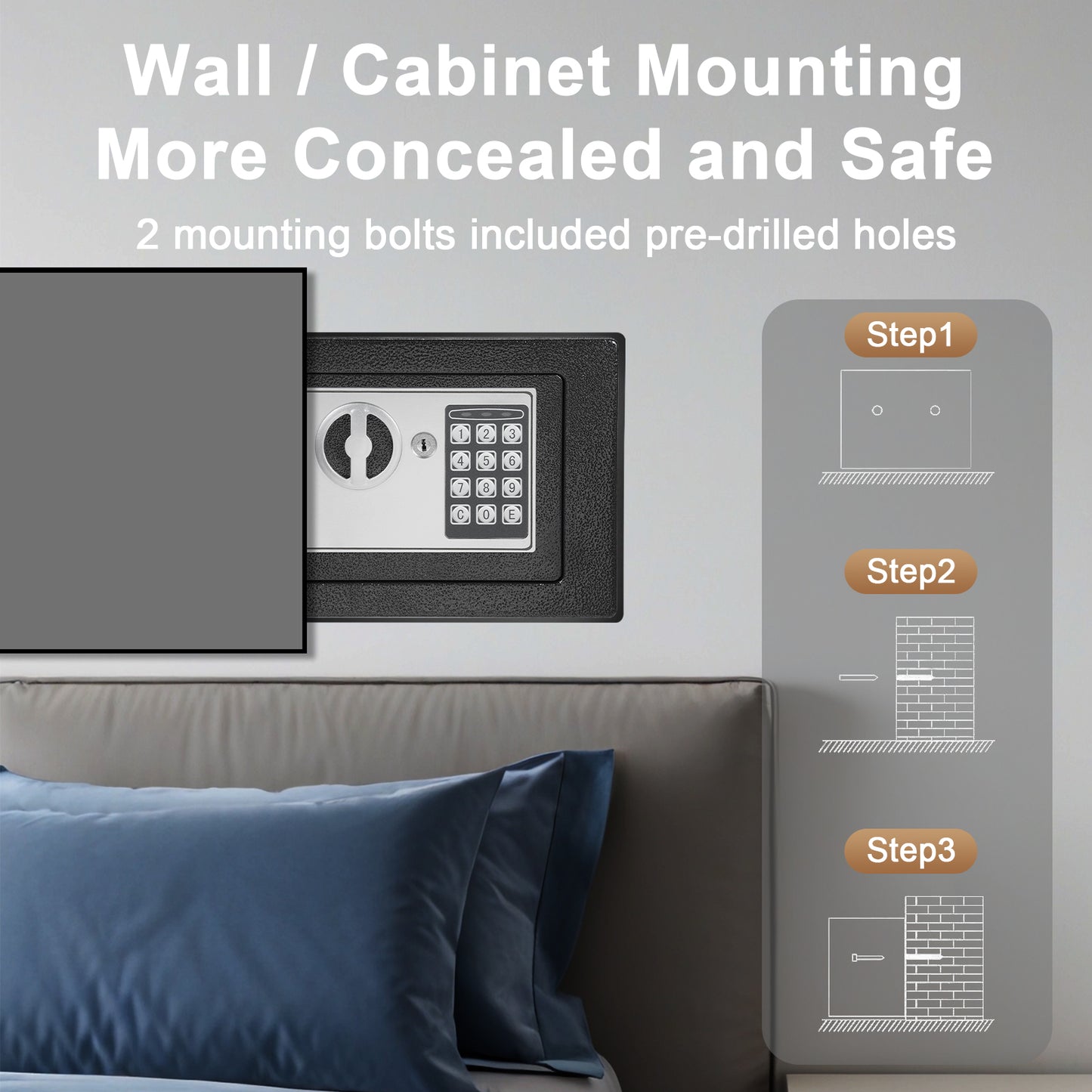 0.22 Cu.ft. Home Safes,Fireproof Waterproof Storage Box with Digital Keypad,Keys and Alarm System