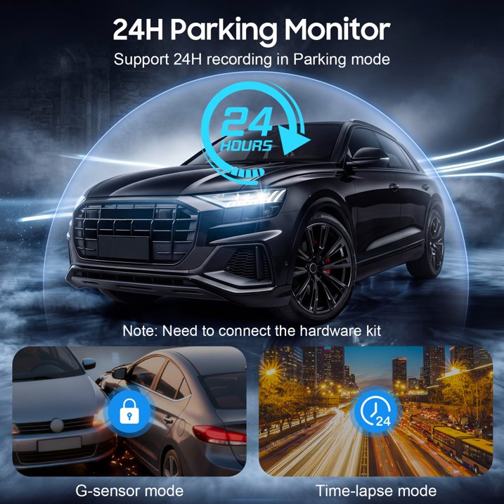10'' Mirror Dash Cam Night Vision 1080P FHD Full Touch Screen Front and Rear View Backup Camera for Cars Loop Recording Streaming Media 170°Wide Angle Parking Assistance