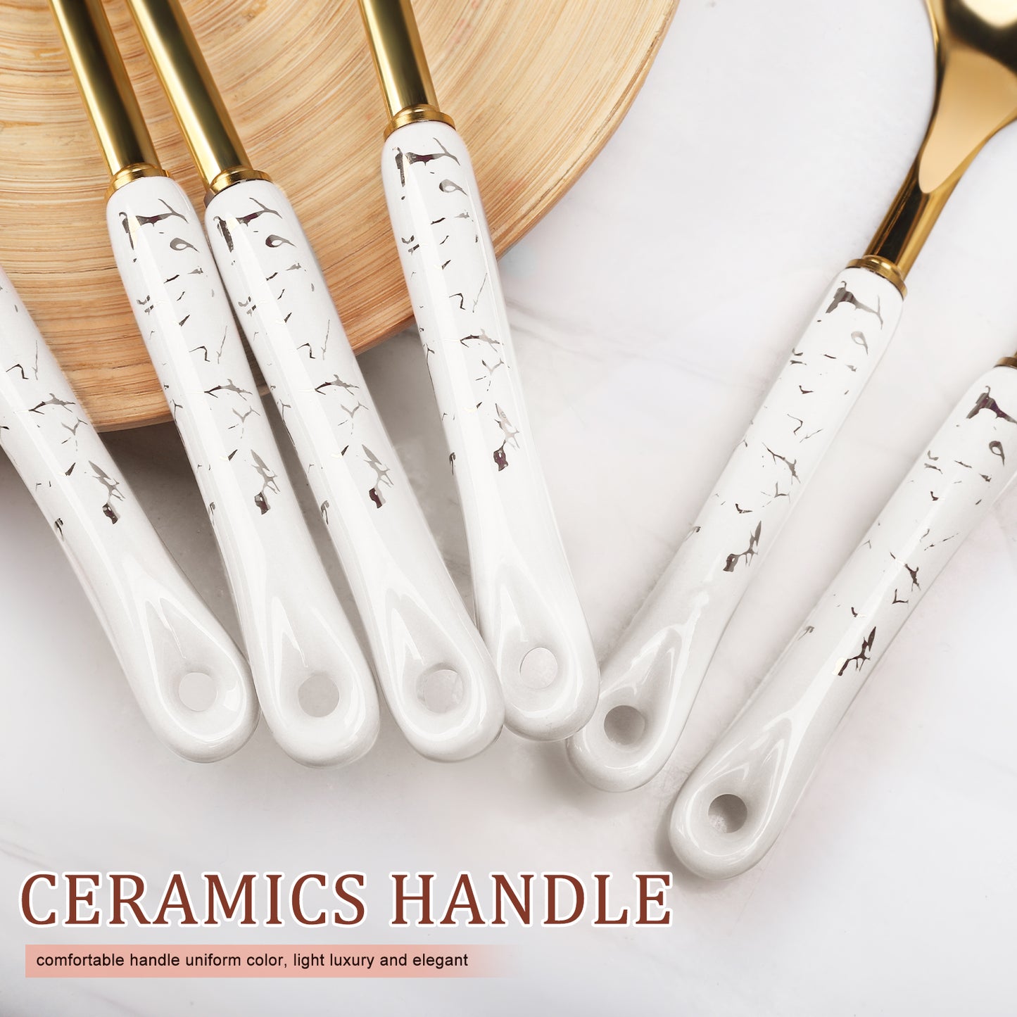 LHCER 7-Piece Kitchen Cookware Set with Ceramic Handled Holder - Includes Slotted Spoon, Slotted Spatula, Large Spoon, Soup Ladle, Spatula, Pasta Spoon(White)