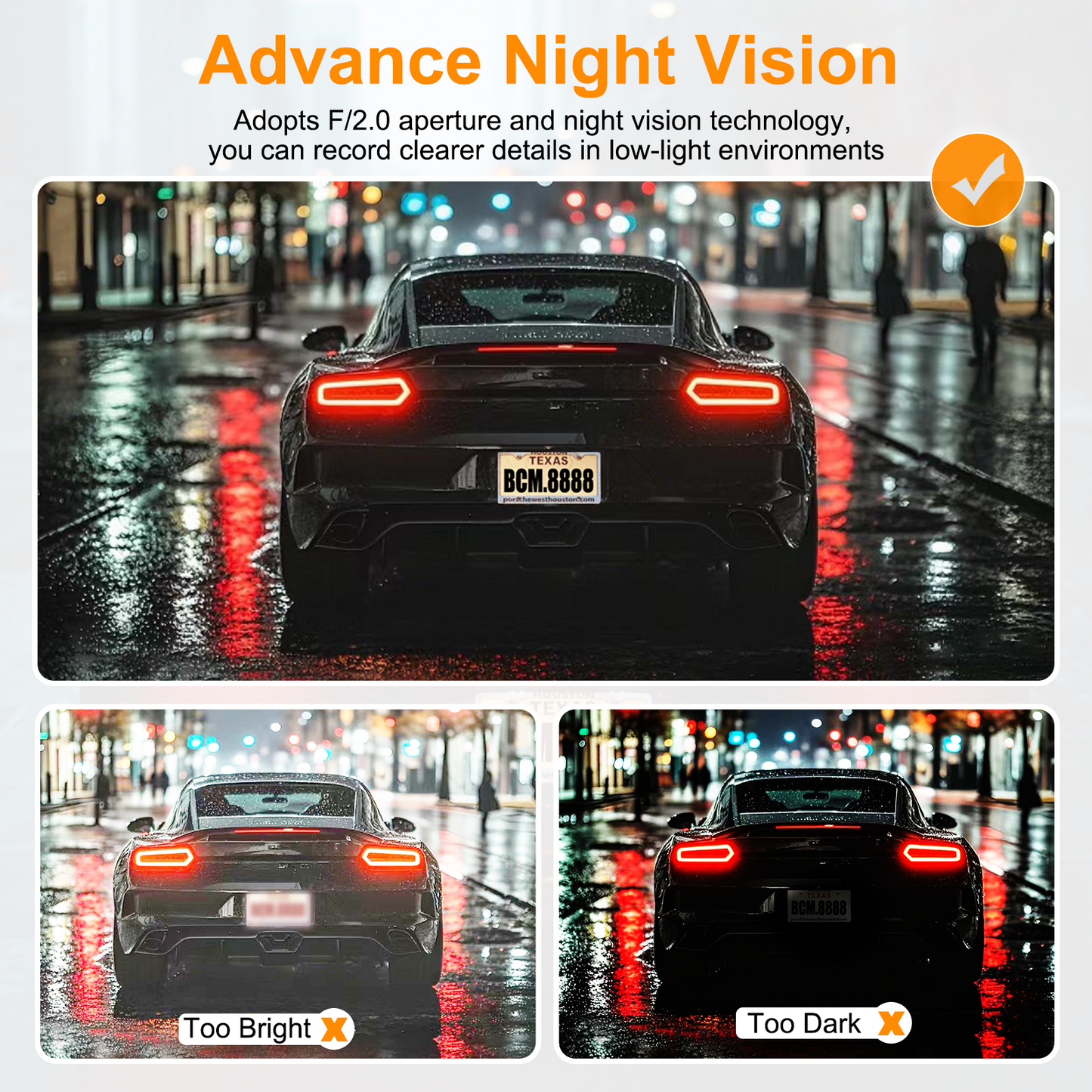 3 Channel Dash Cam, Front Rear 4K/2.5K+1440P 3.16" Full HD with Wi-Fi & 64GB Card Car Dashboard Recorder IPS Screen ,Night Vision Wide Angle, G-Sensor, 24H Parking, Loop Recording