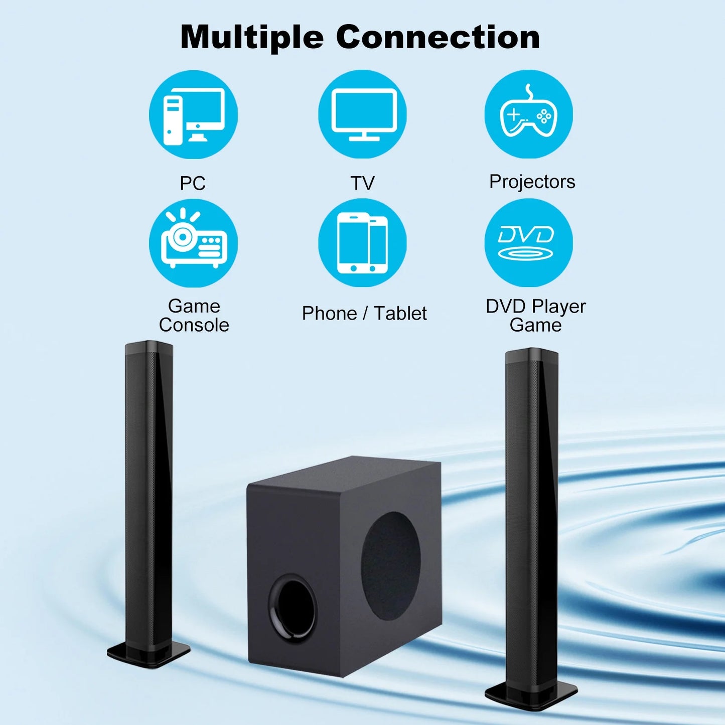2 in 1 Separable Sound Bar for Smart TV with Subwoofer, Bluetooth 5.0 Surround Sound System for TV, 80W 37 Inch Soundbar for Home Theater, ARC/Optical/USB & Remote TV Speakers, 6 EQ Modes