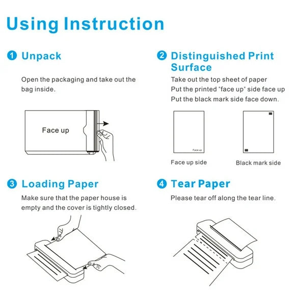 200 Sheets A4 Thermal Paper, 8.27" x 11.69"(210mm*297mm) Folding Thermal Printer Paper Compatible with Portable Thermal Printer, Quick-Dry, for Travel or Homework, Printing Contract Documents Picture