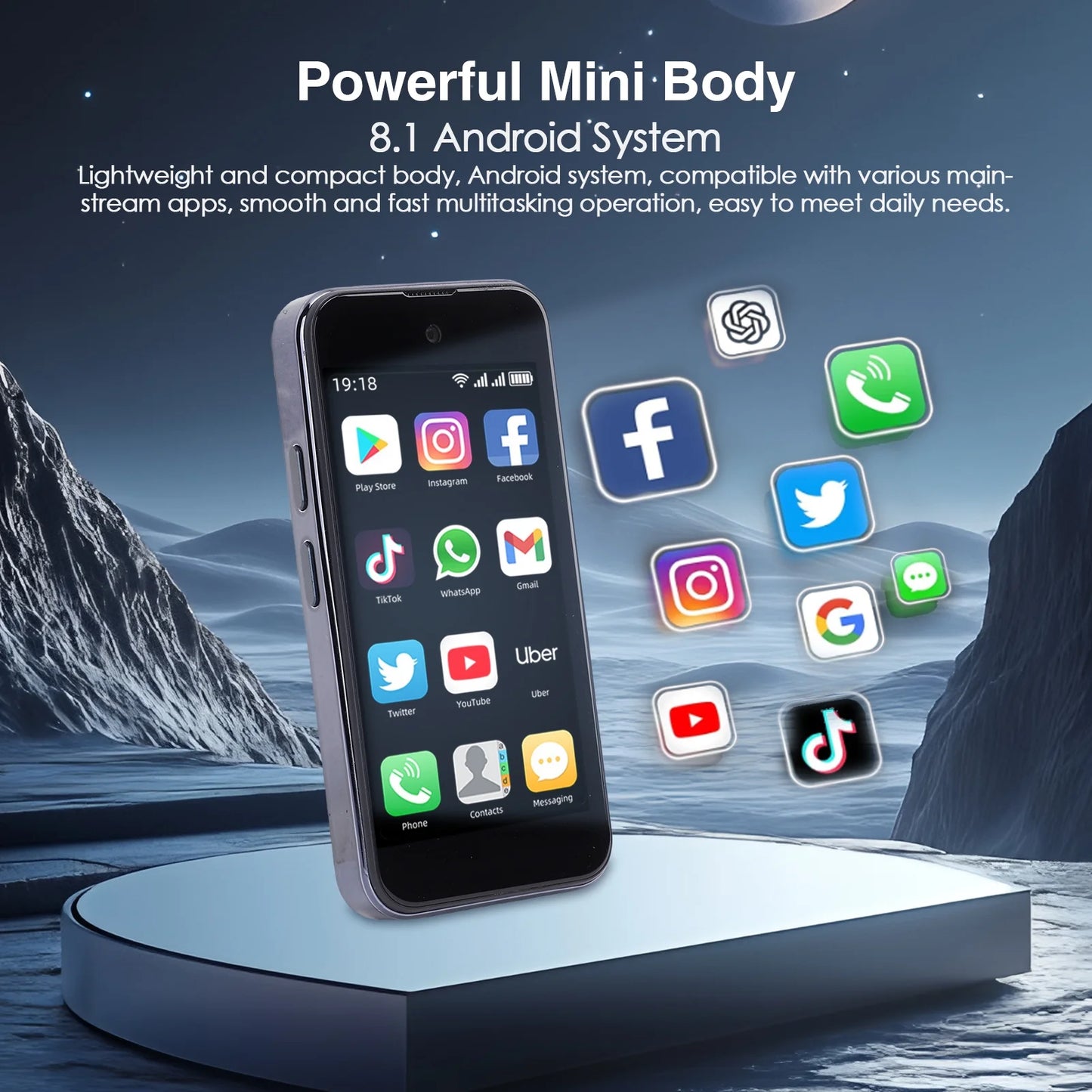 4 inch Mini Smartphone 3G Unlocked Mobile Phone 4GB RAM 64GB ROM Android Cellphone Lightweight 5MP Student Mini Phone Support WiFi Bluetooth Dual Cameras Pocket Cell Phone, MP3 MP4 Player, Black