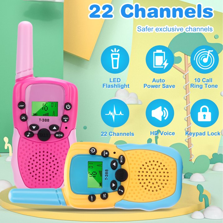 3 Pack Walkie Talkies for Kids Long Range, 22 Channels 2 Way Radio Toy with Flashlight and LCD Screen, 3 Miles Range Walkie Talkies for Kids Adults Outside Adventures, Hiking, Camping, Birthday Gifts
