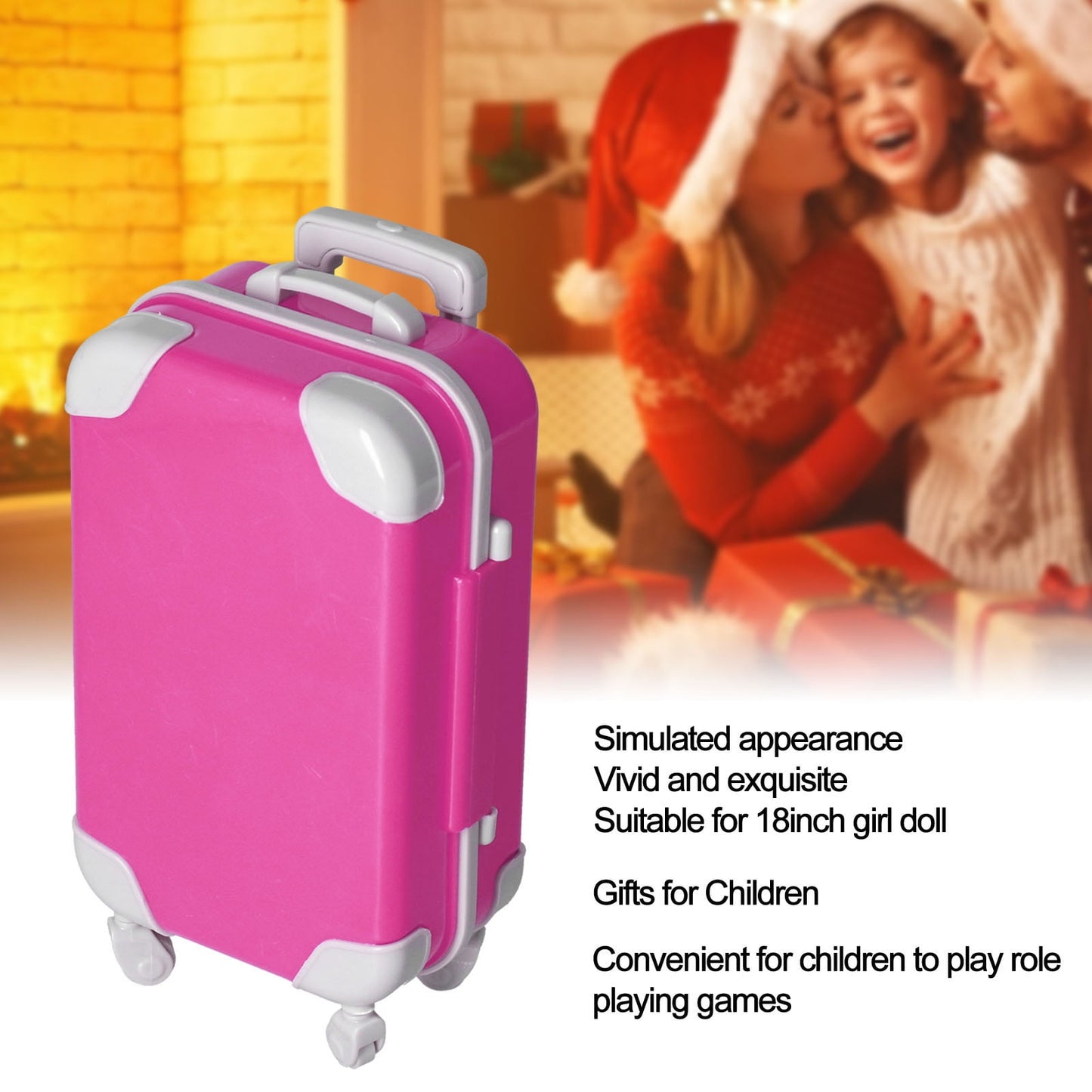 Doll Luggage Case, Simulated Vivid Doll Suitcase For 18 Inch Girl Dolls For Home Pink