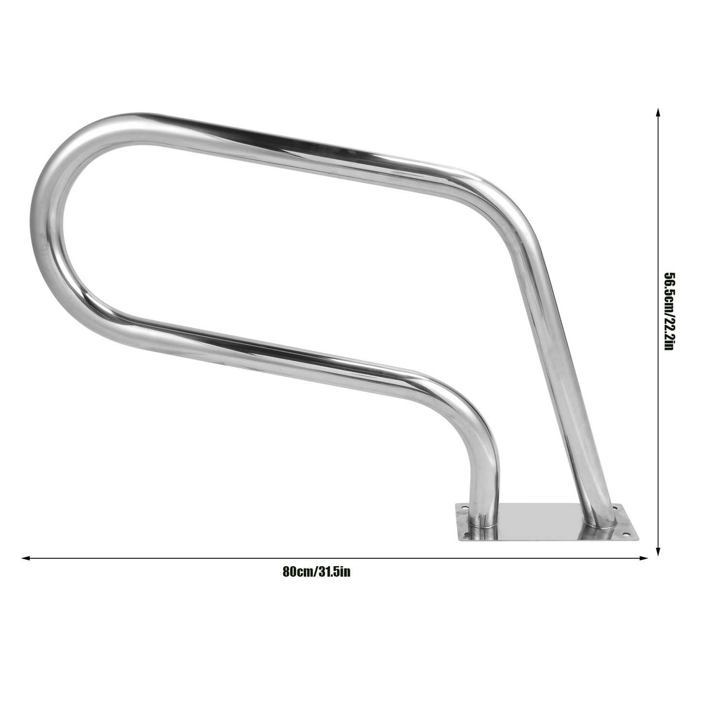 31.5x22.2 inch Pool Handrail, 304 Stainless Steel Pool Stair Rail, Rustproof Swimming Pool Rail with Quick Mount Base Plate, Safety Rail Entry Rail Grab Rail for Pools Spas, 375 LBS Load Capacity