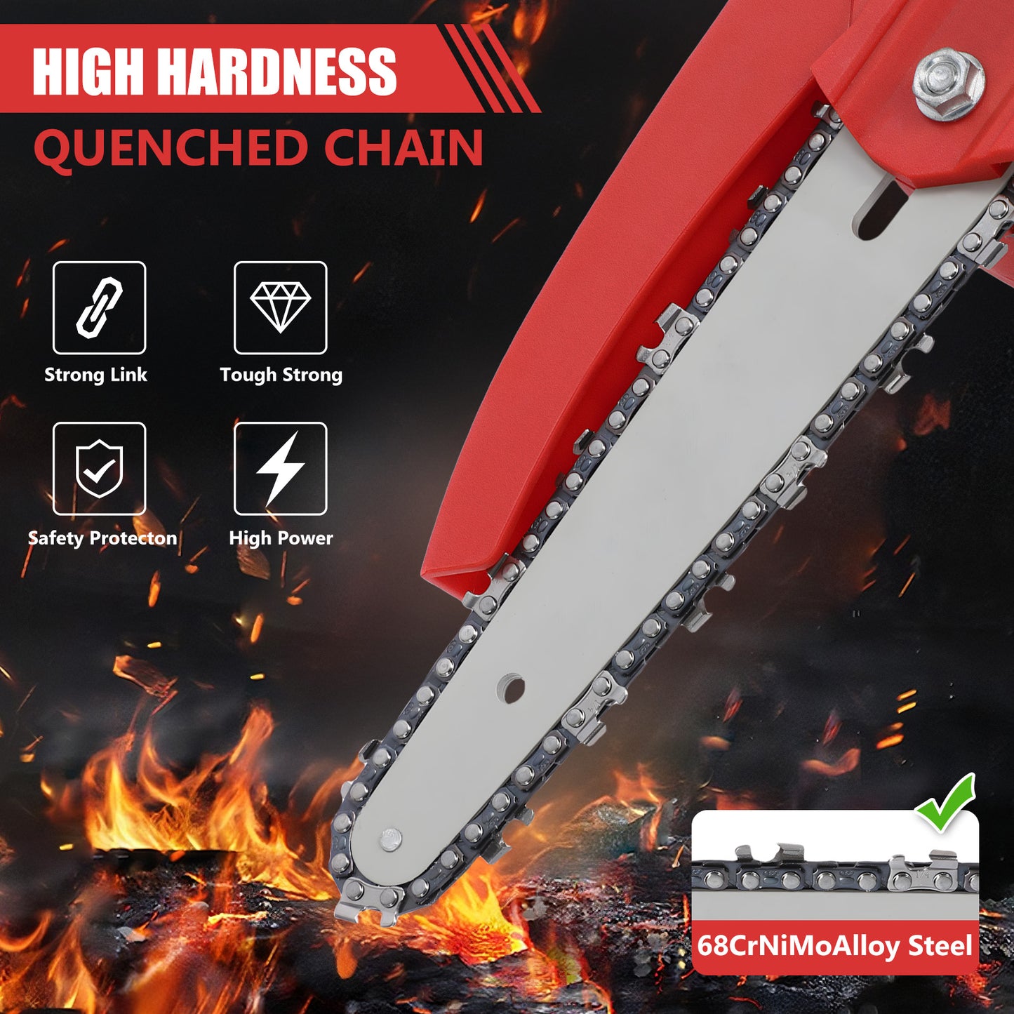2-in-1 Brushless Cordless Pole Saw,6in + 8in Mini Chainsaw & Pole Saw with 2pcs 2.0A Batteries, 13.6ft Max Reach Brach Tree Saw Telescoping Extension Rod for Wood Tree Trimming Wood Cutting,Red