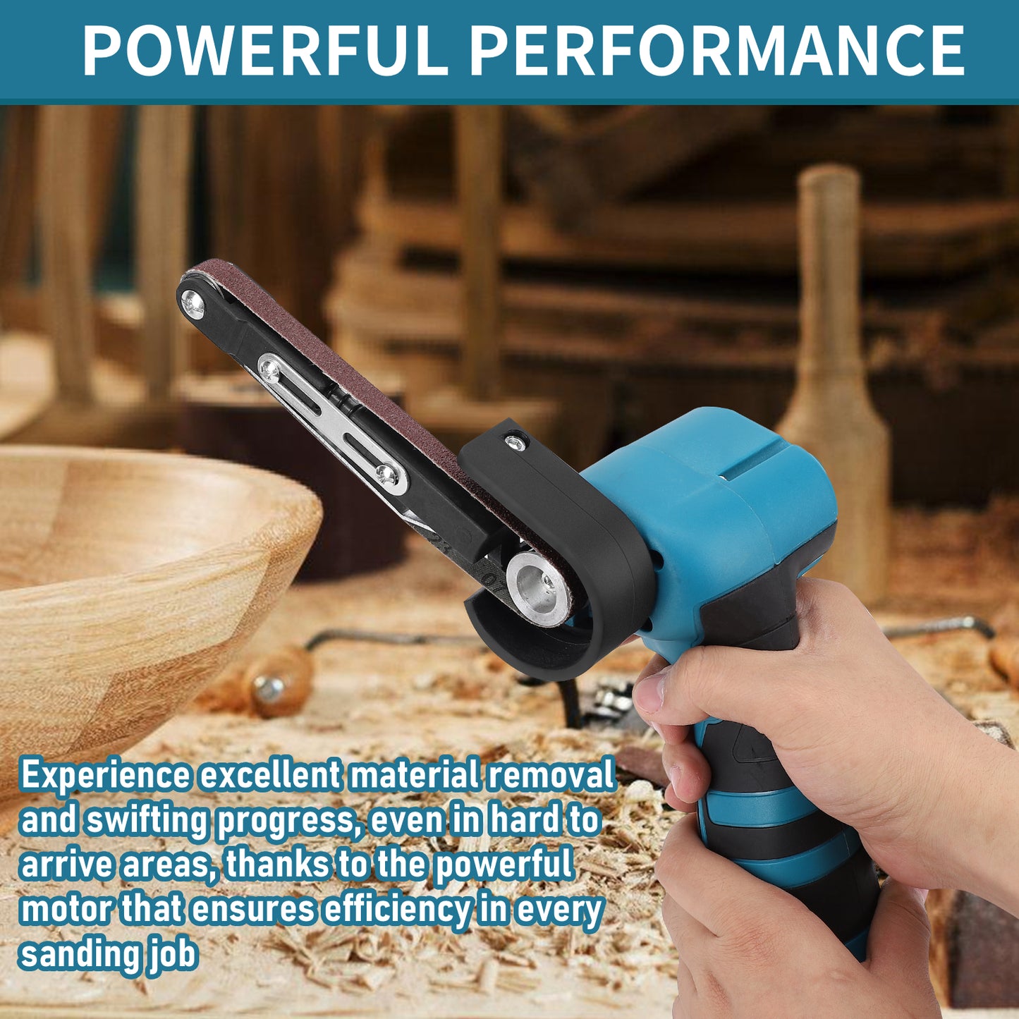16.8V 7000RPM Cordless Detailing File Sander with 2pcs 1.5 Ah Battery and 15 Sanding Belts