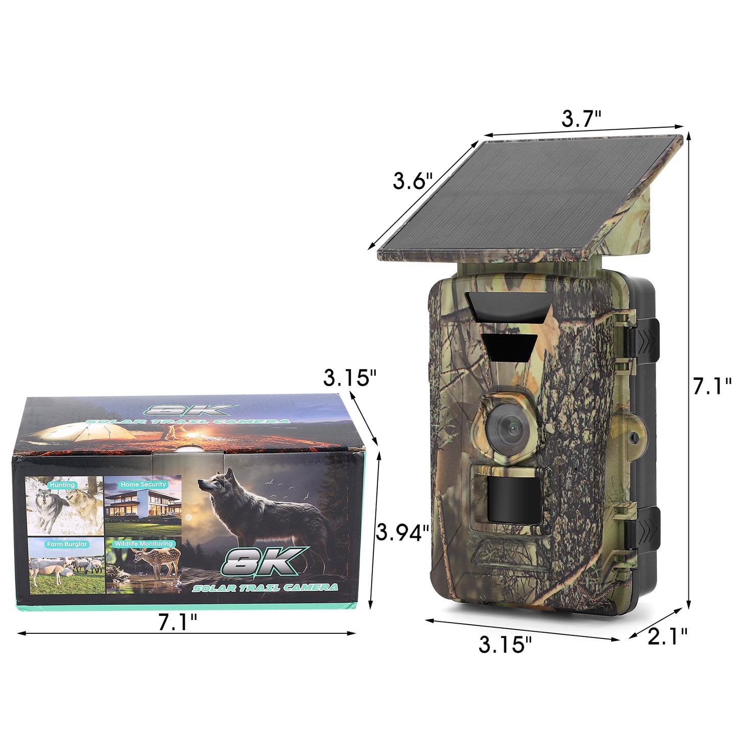Outdoor Hunting Camera Solar Trail Camera 8K 60MP WiFi Wildlife Hunting Camera IP66 Waterproof Outdoor Night Game Camera